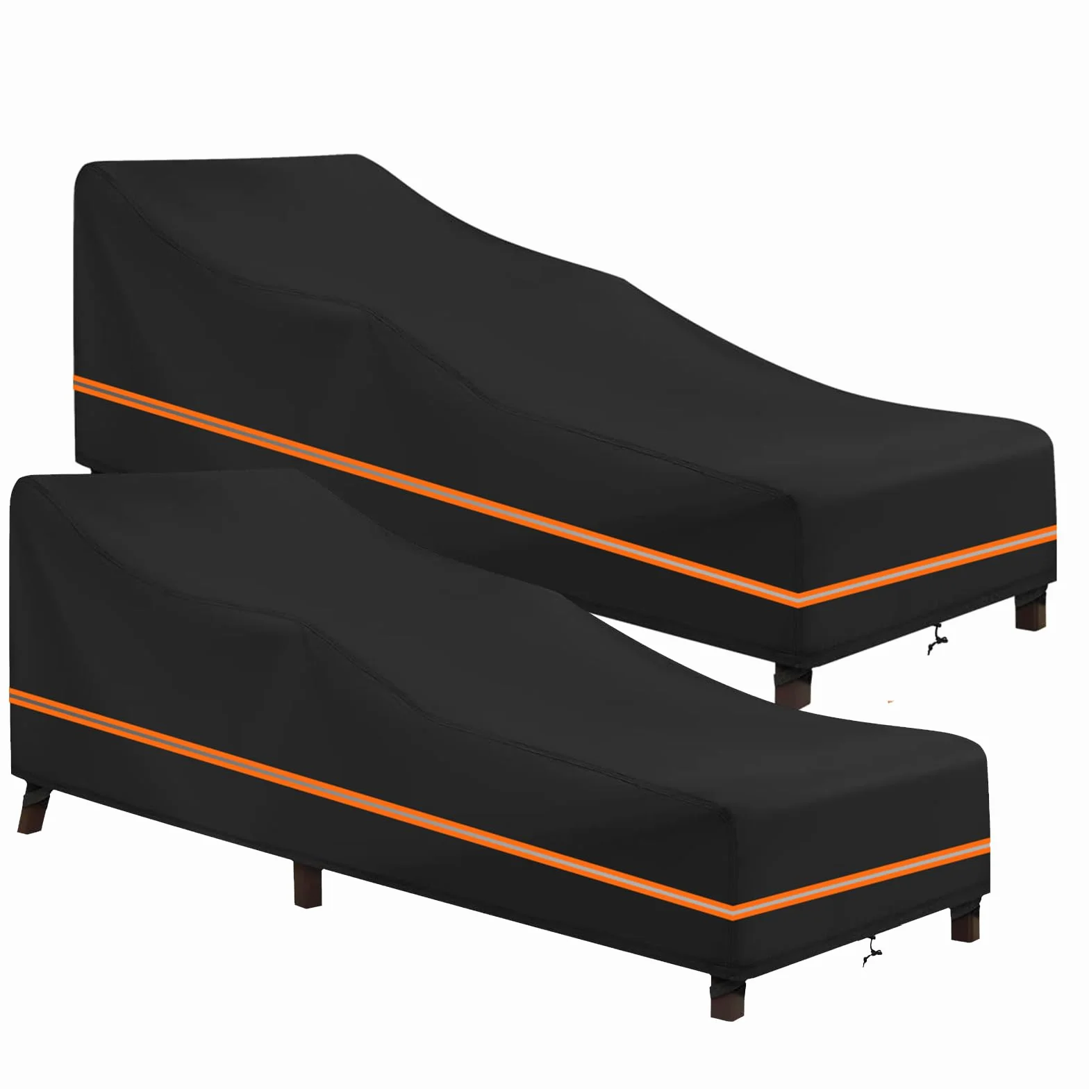 Housse de Protection pour Transat 2Pcs Imperméable Anti-UV Jardin Tissu Oxford 600D Renforcé 200x75x40/70cm Noir