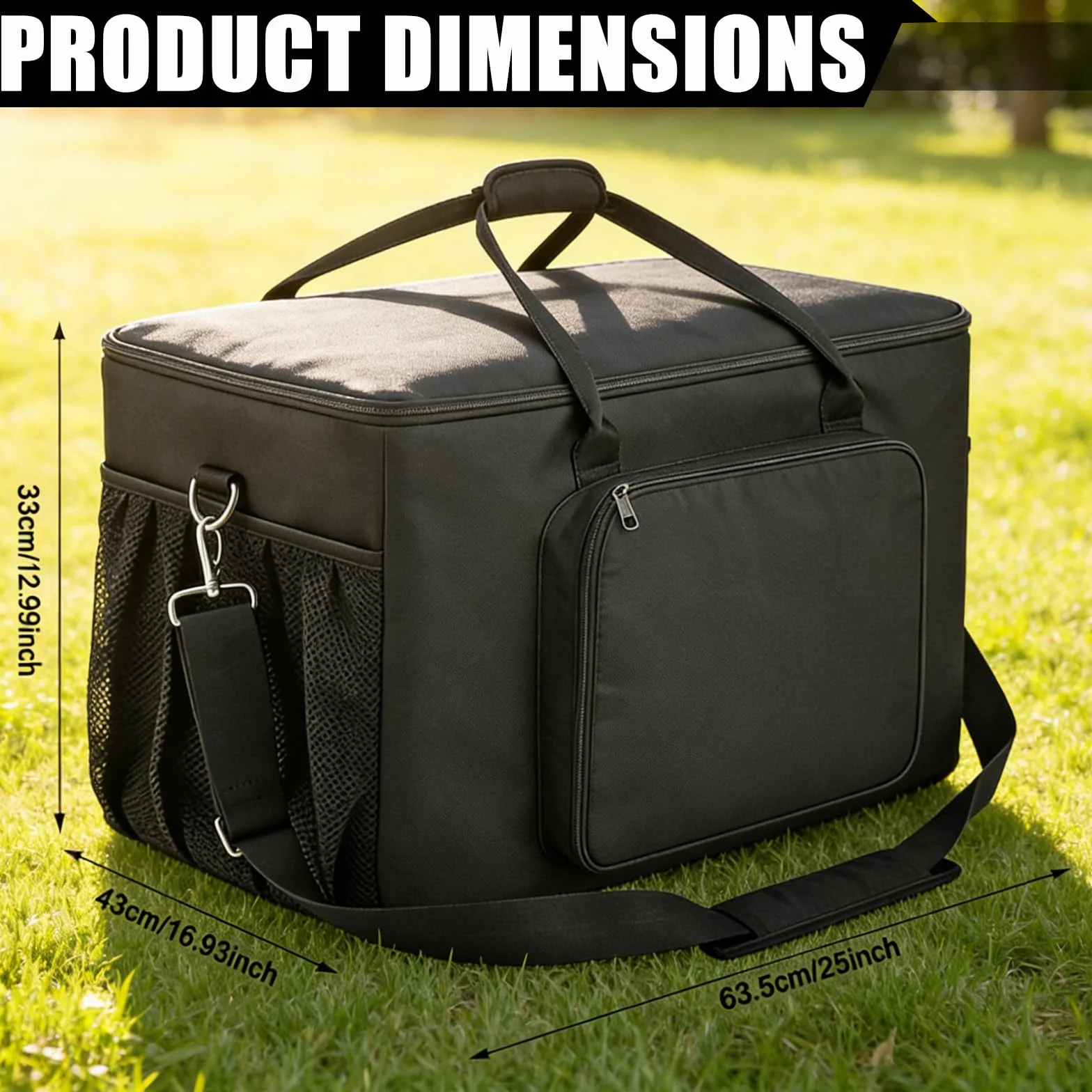 Sac de transport pour barbecue d'extérieur Ninja Woodfire : 63,5 x 43 x 33 cm - Sac de four à pizza 1680D Oxford imperméable - Poignées rembourrées légères - Pour la série OG700