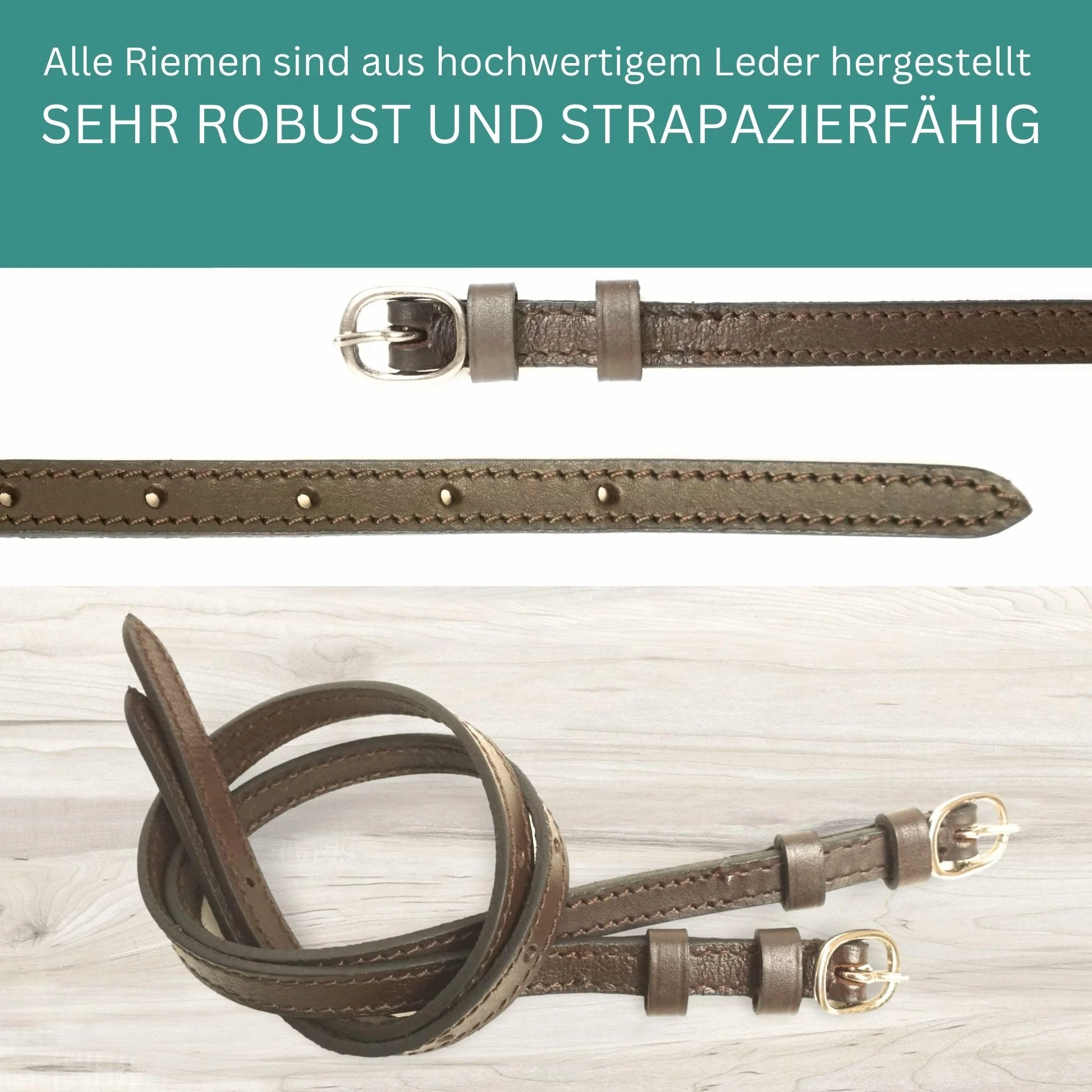 Pferdelinis Lot de 2 sangles d'éperons en cuir pour éperons - Sangle de rechange réglable - Maintien parfait - Marron