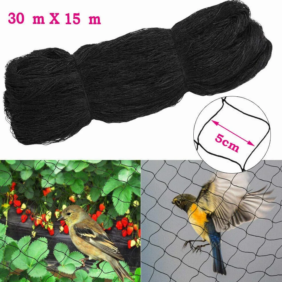 Filet de protection contre les oiseaux 30 x 15 m mailles 5 x 5 cm noir pour balcon jardin étang piscine