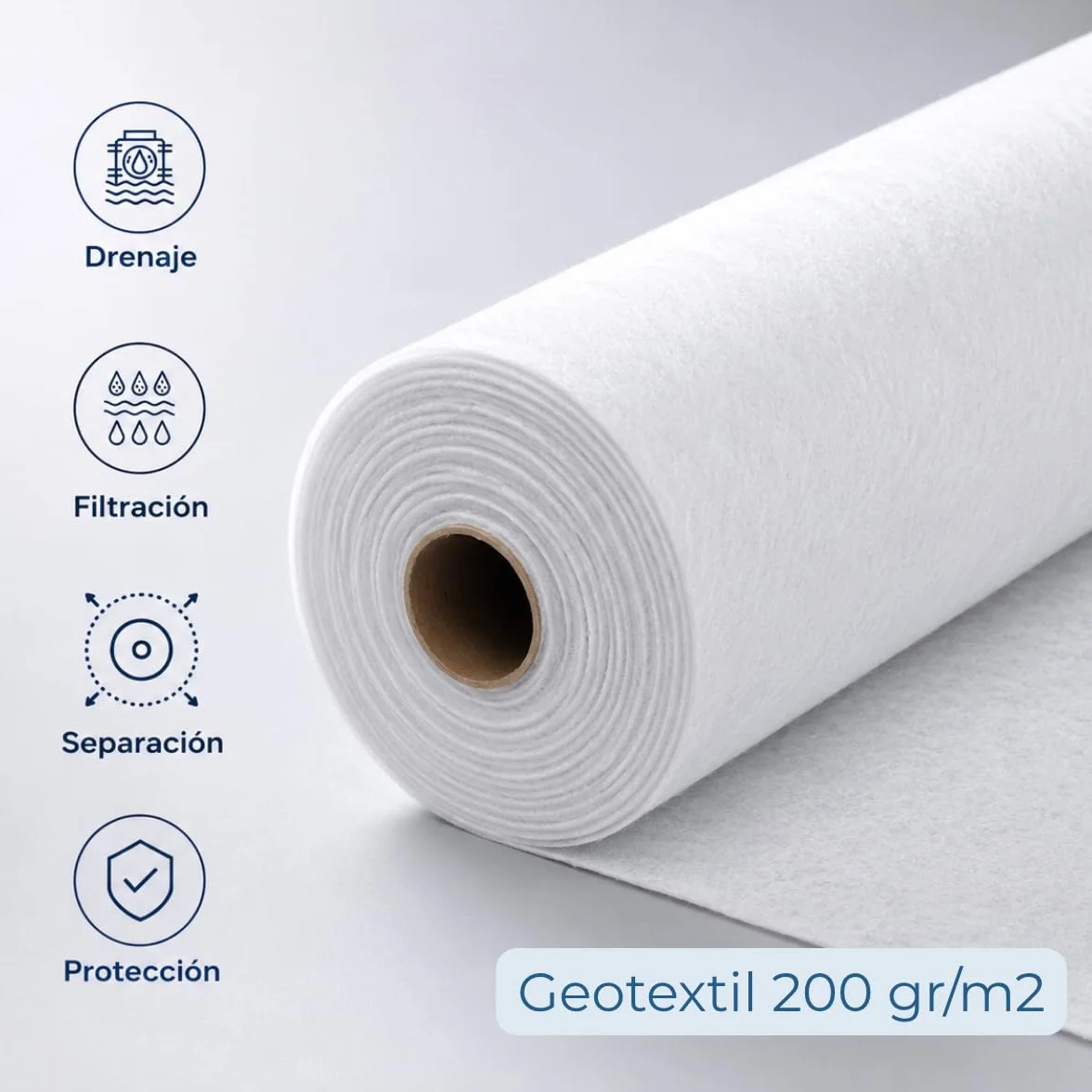 Géotextile 200 g/m² Haute Résistance Protection Contre Mauvaises Herbes 2 m x 2 m