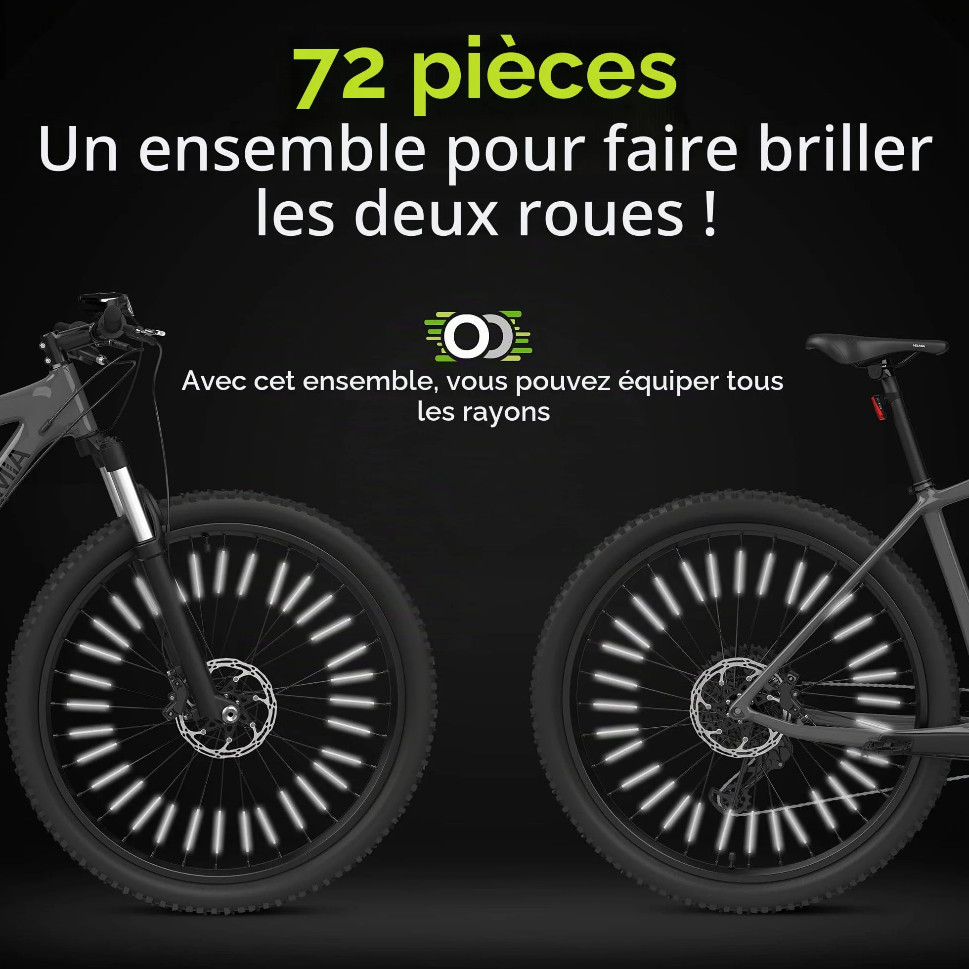 VELMIA Réflecteurs de Rayons [36 pièces] - 360° Visibilité et Montage Facile – Catadioptres pour vélos composés de matière réfléchissante