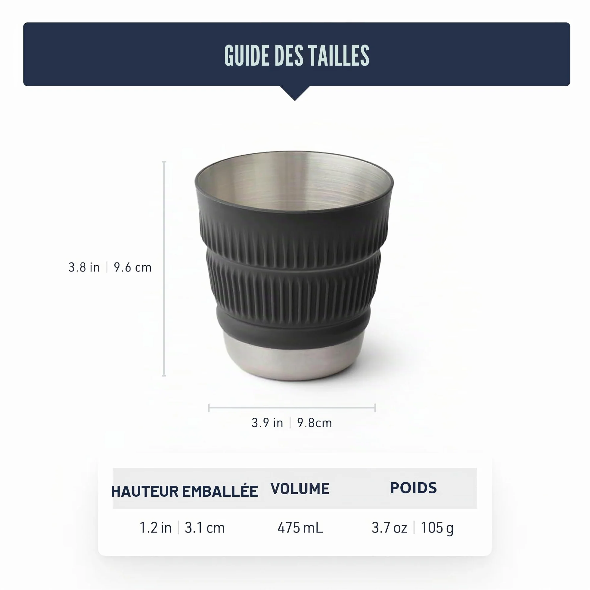 Sea to Summit Detour Tasse de camp pliable en acier inoxydable, 473 ml, couronne de laurier vert