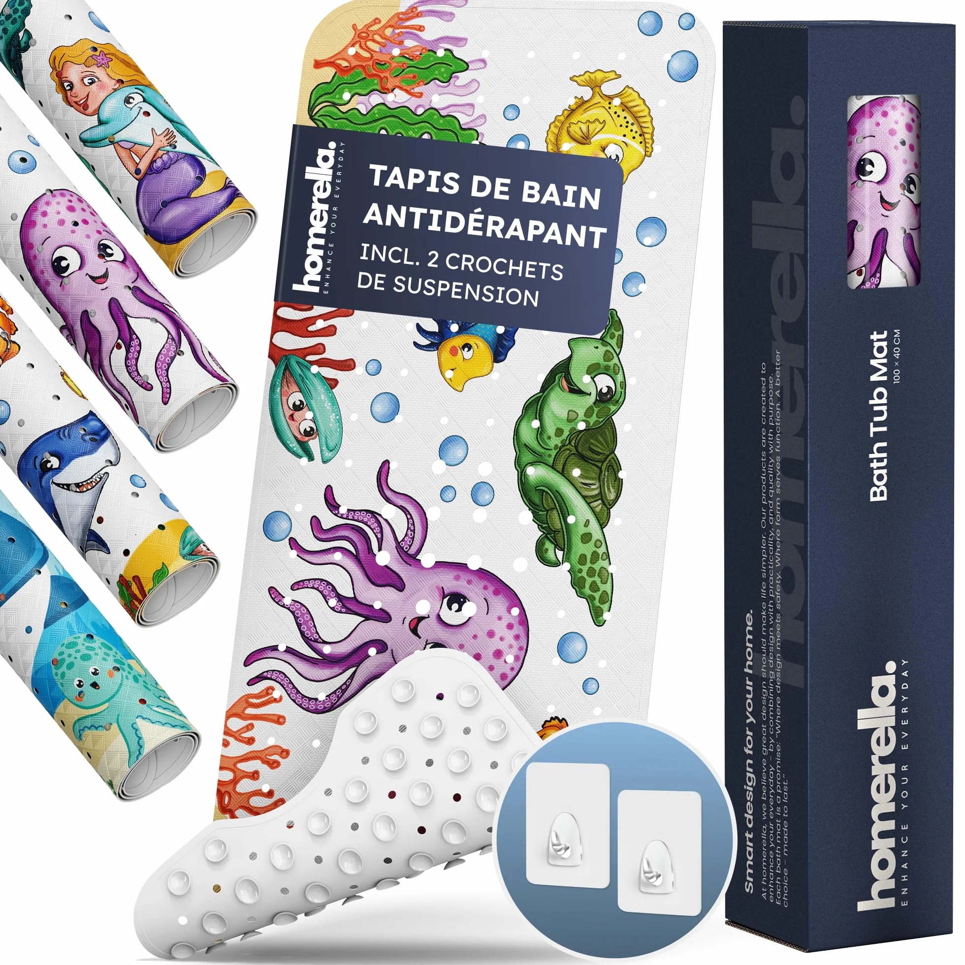 Homerella Tapis de Bain antidérapant 100x40 cm antibactérien