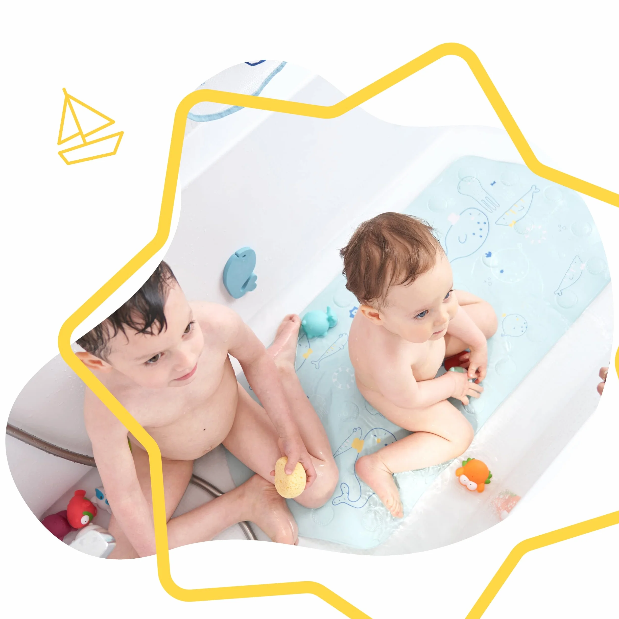 Badabulle Tapis de bain XXL Antidérapant 91 cm Témoin température >37°C Ventouses