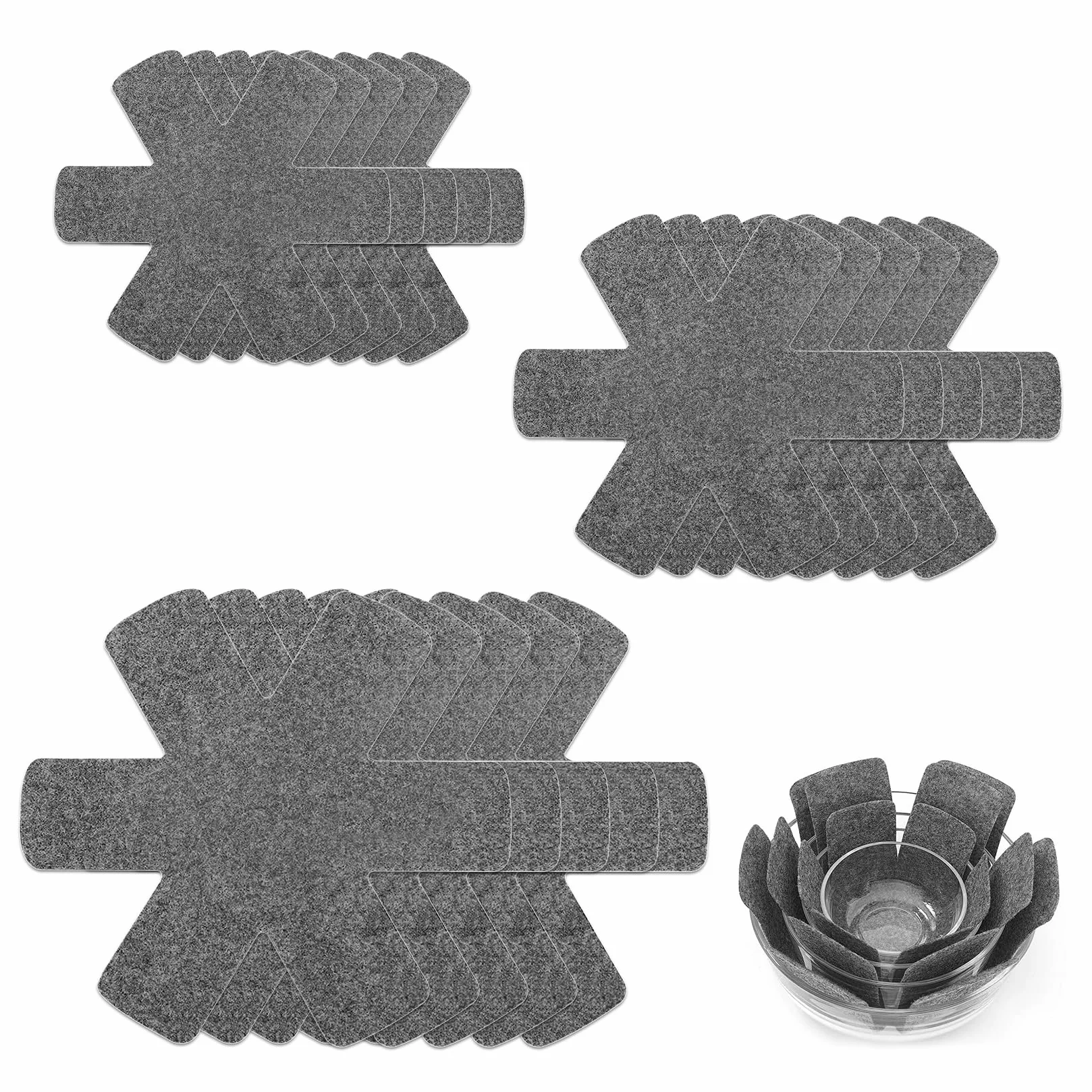 Lot de 15 protège-poêles en feutre, protection empilable, 3 tailles, antidérapant
