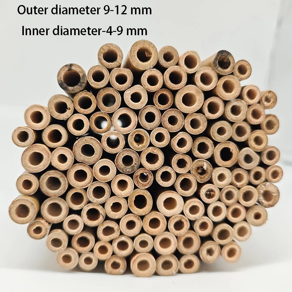 Matériau de Remplissage de Tubes d'hôtel à Insectes 100 pièces Tube en Bambou Naturel 15cm Accessoires Maison d'abeille écologique Jardin