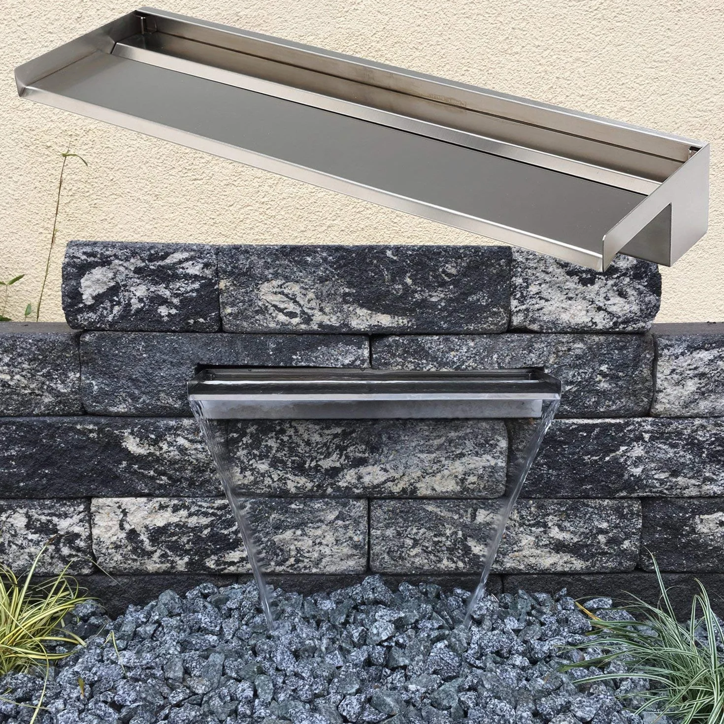 Fontaine Alberta Acier Inoxydable V2A 15 CM Cascade Chute d'Eau Jeu d'Eau WF30