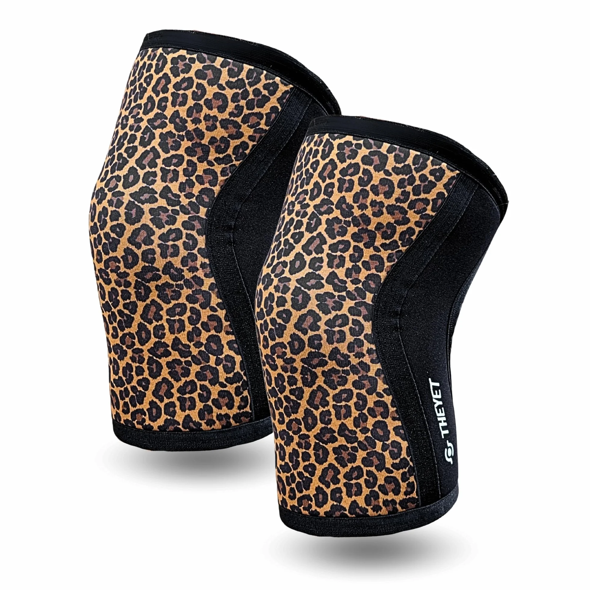 Theyet Genouillères Crossfit et Musculation Réversibles 7mm en Néoprène | Protections Sportives pour Genoux Animal Print Femme | Compression Haltérophilie Powerlifting, Fitness, Gym et Squat (Paire)
