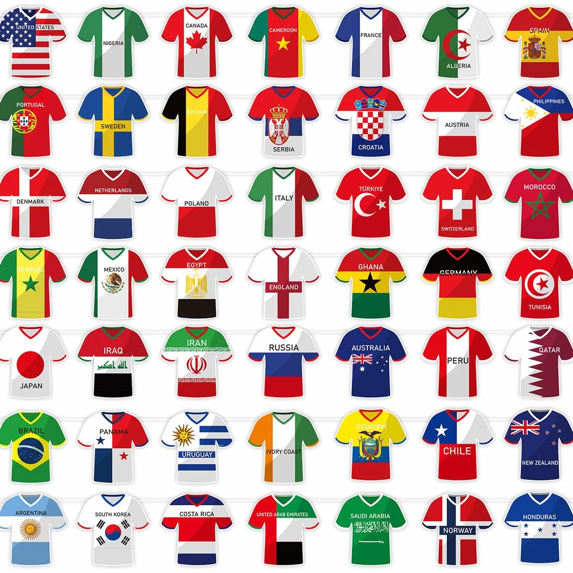 Guirlande de fanions de football 2026 - Décoration de tournoi - 49 pièces - Guirlande de drapeaux de pays - Pour la visualisation publique, bar sportif et fan - Décoration de fête (fanions en