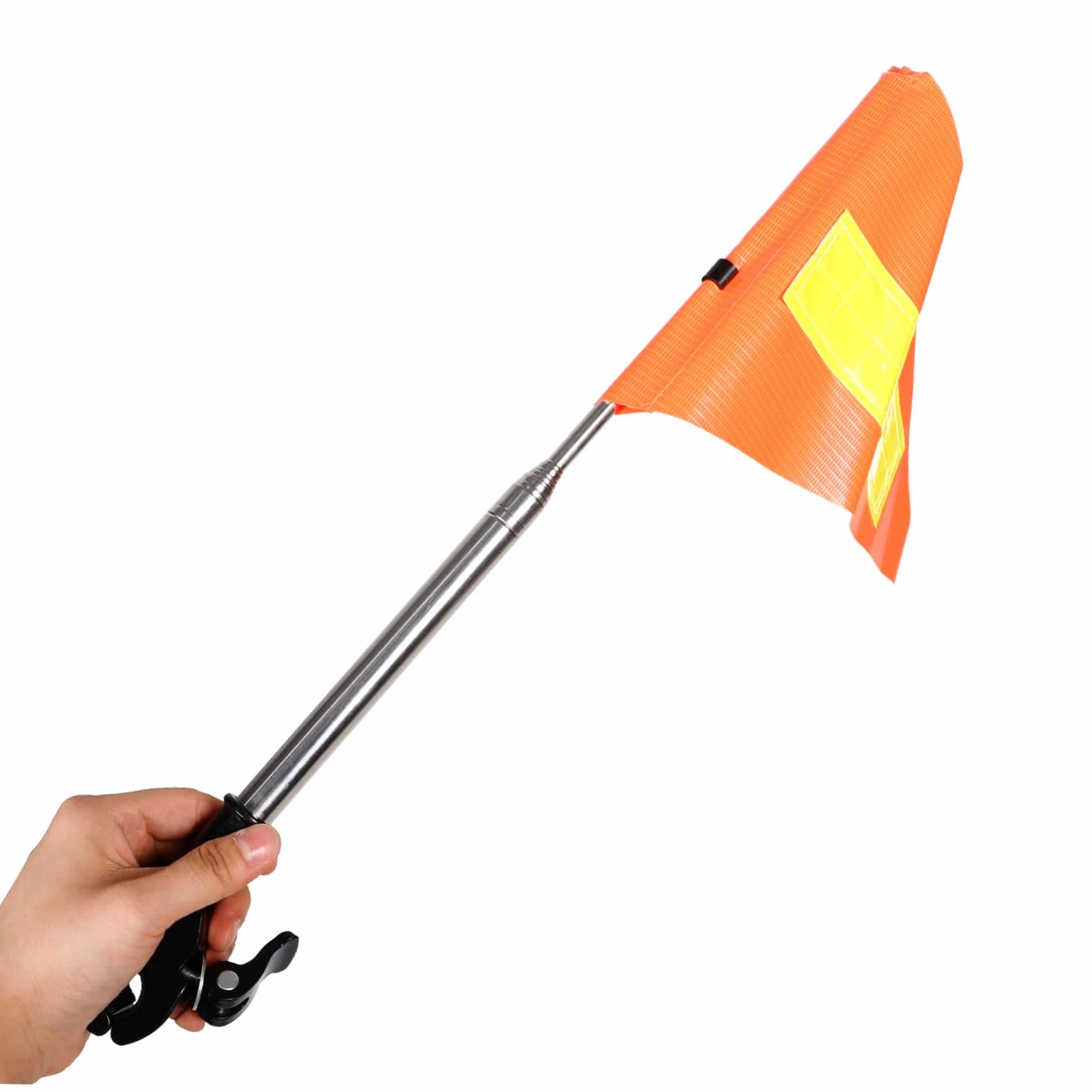 Didiseaon Fanion Rétractable Drapeau Pôle Réfléchissant Triangulaire Sécurité Golf Perche Télescopique Fibre De Verre Visibilité Ajustable Poteaux Acier Inoxydable Orange