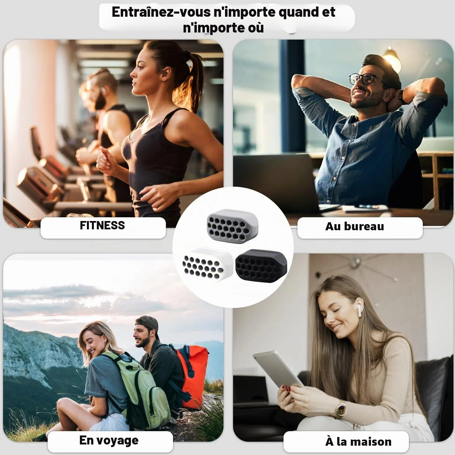 Jaw Trainer Balle Exercice de Mâchoire 6 pièces, Machoire Musculation, Exerciseur de Mâchoire Femmes Hommes, Outil de Beauté du Visage pour renforcer et resserrer la Ligne de la mâchoire et Le Cou