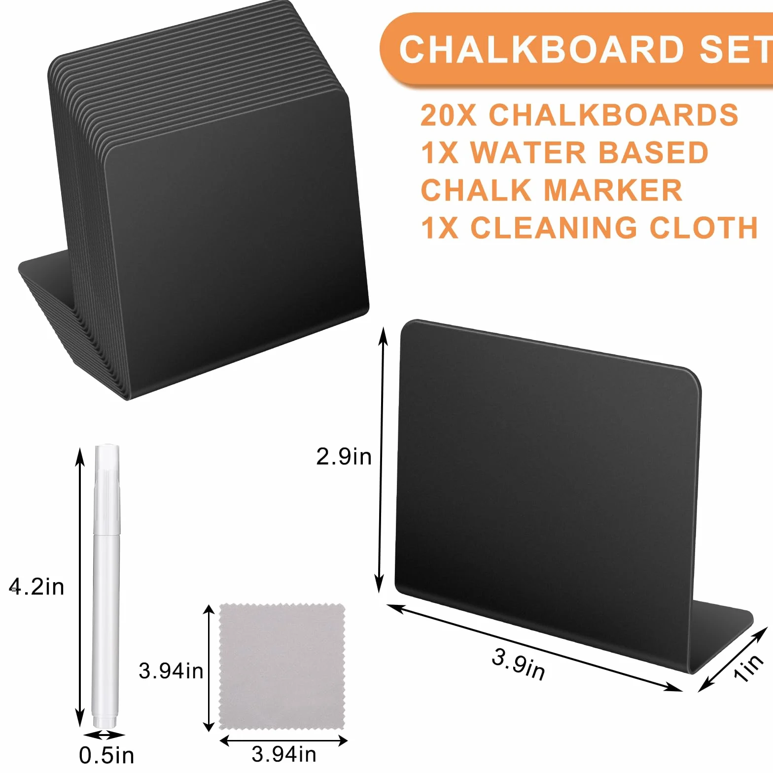 20 Pièces Mini Tableau Noir Ardoise Craie avec Stylo Effaçable pour Mariages Fêtes Décorations de Table