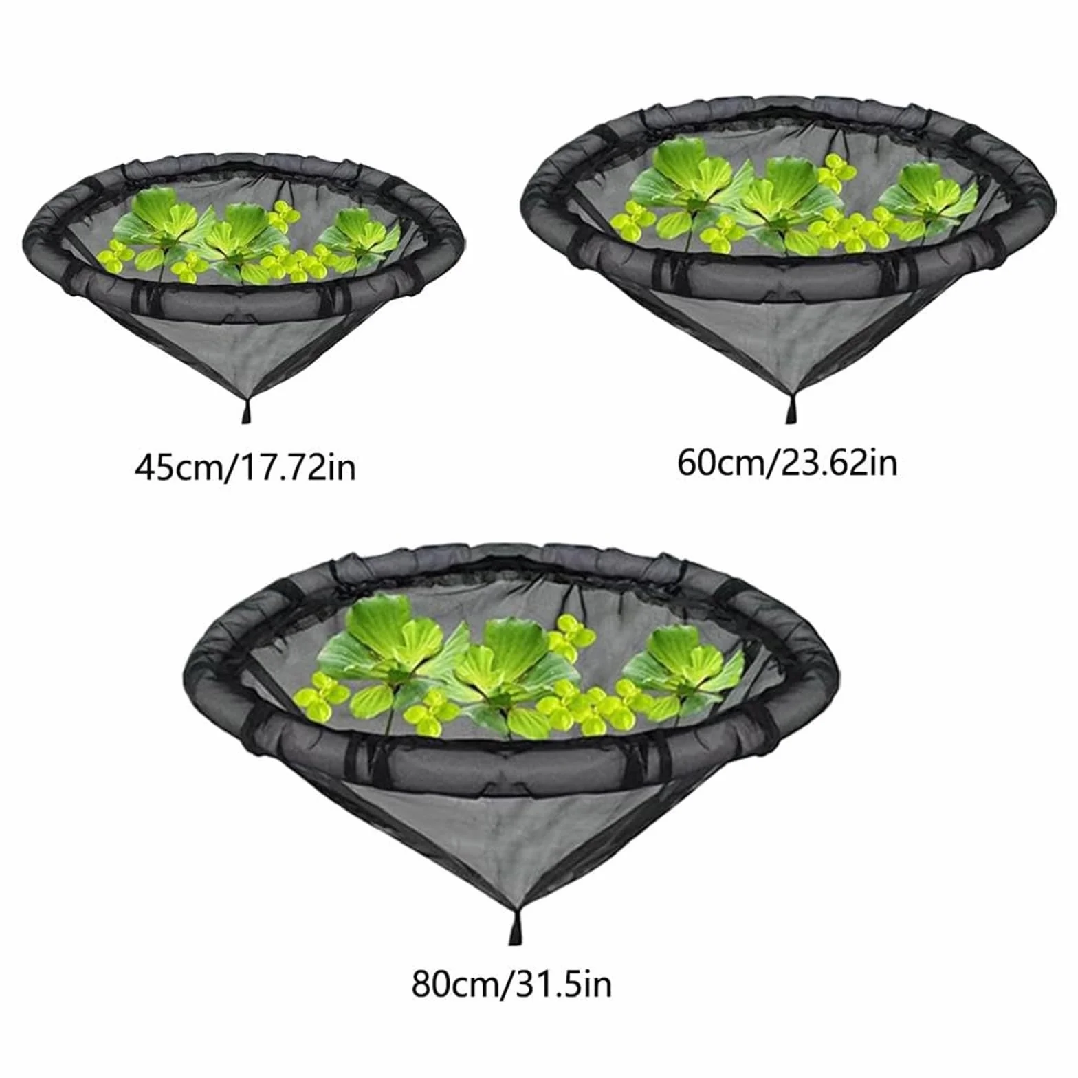 Barrière flottante pour poissons maille fine anneau levage bassin extérieur 60 cm