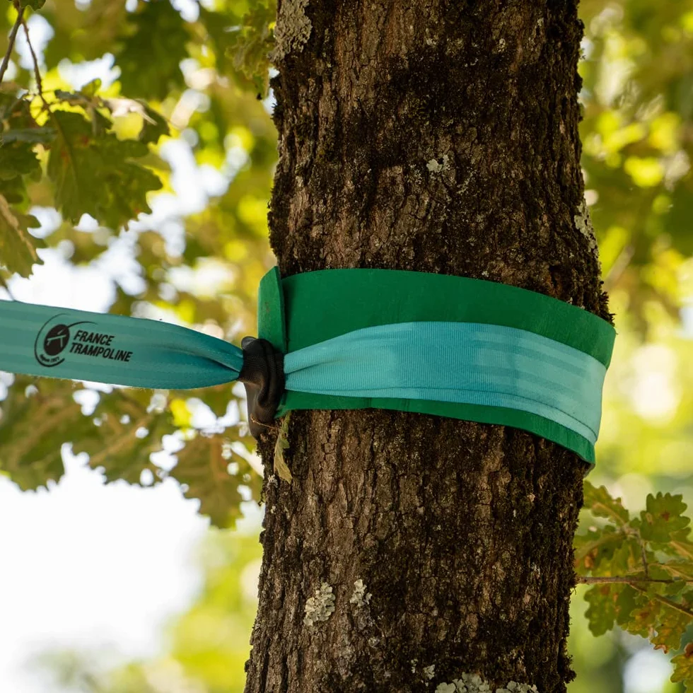 France Trampoline - Slackline 15m avec Cliquet pour Enfant et Adultes - Protection d'Arbres et Pochette de Transport – Slackline d’Entraînement Ludique en Plein Air