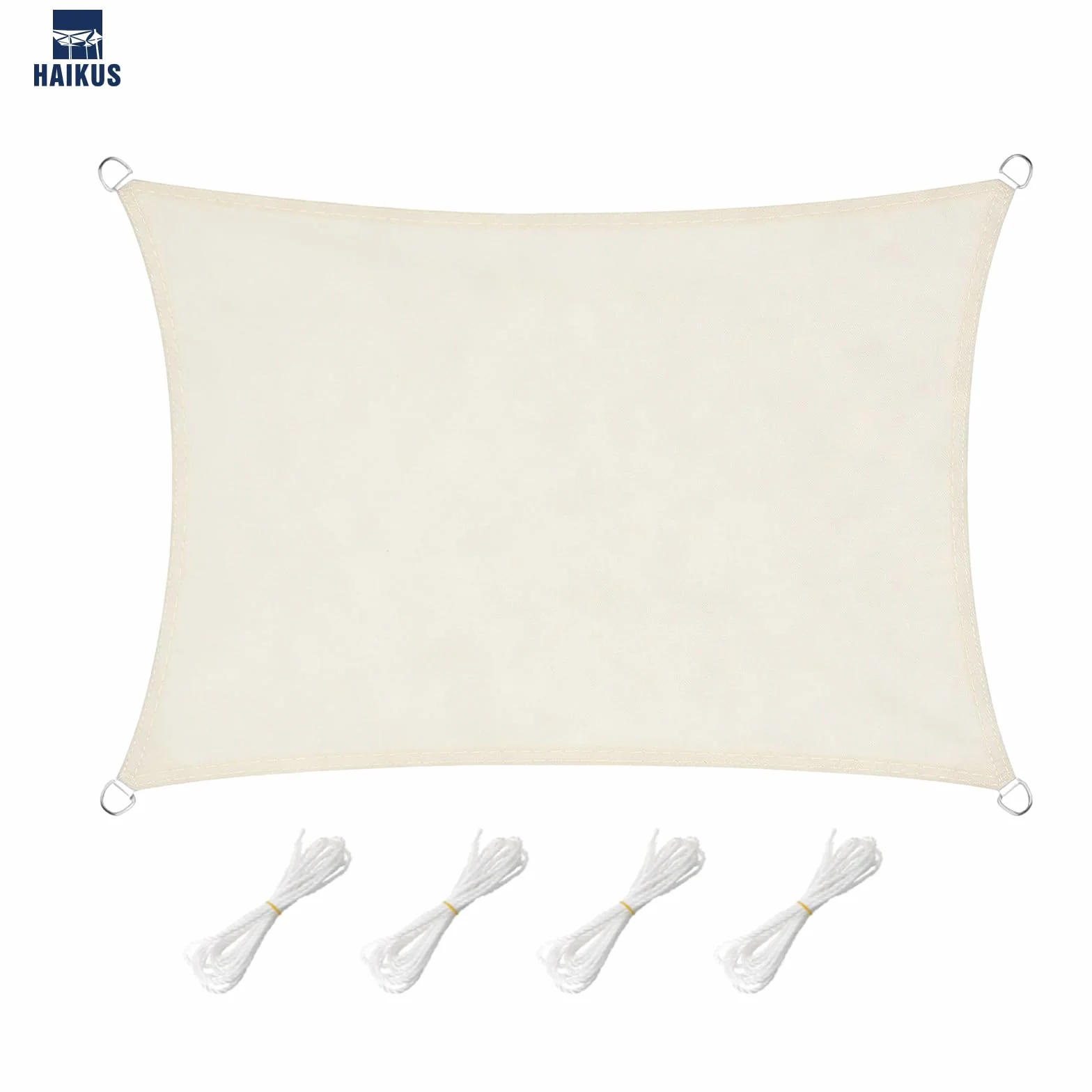 HAIKUS Voile d'ombrage imperméable rectangulaire 2x3m, Toile PES résistant à l'eau, Protection UV 98%, Crème