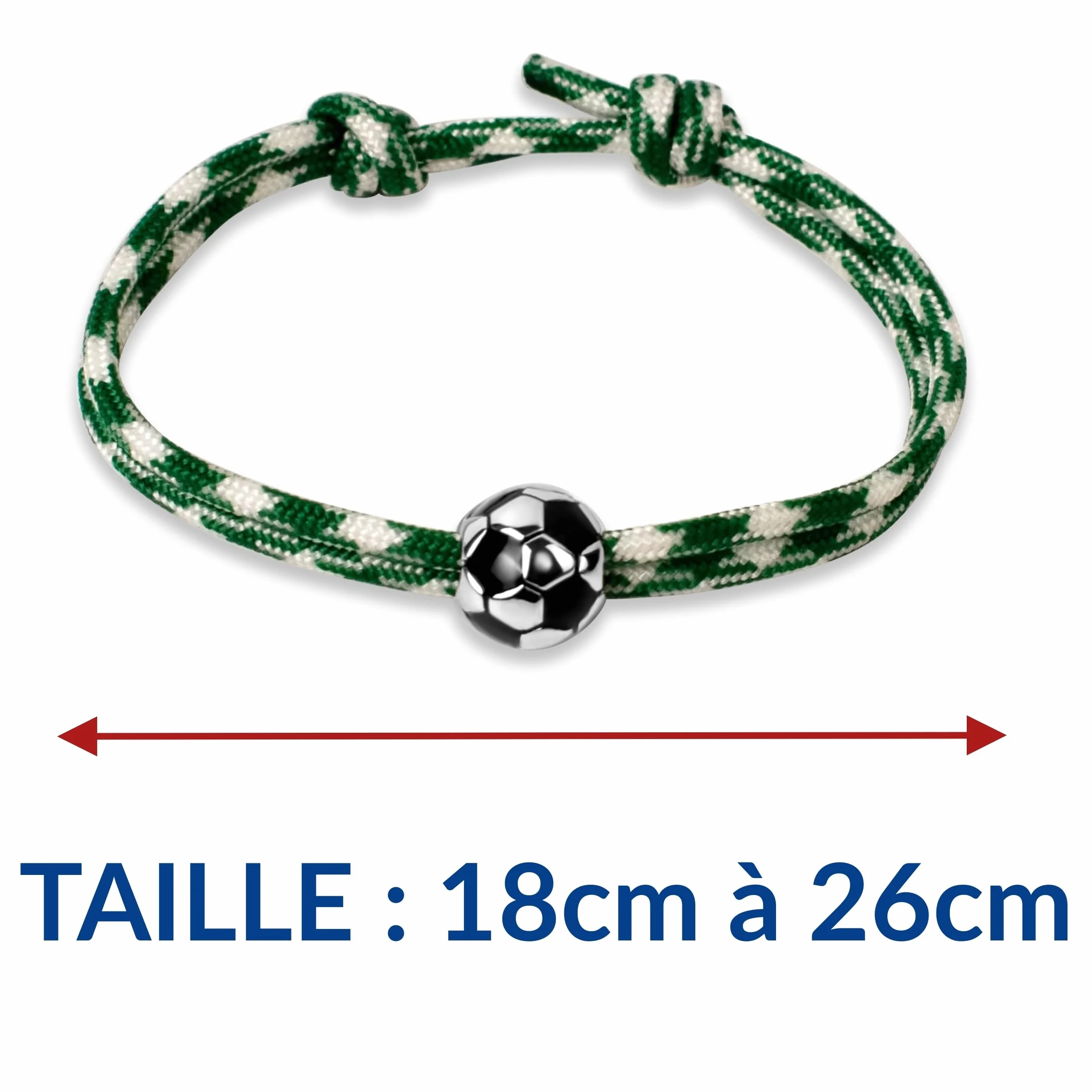 Ernestine - Bracelet Football réglable acier inoxydable - Idée cadeau foot homme enfant - Bracelet sport Foot - Cadeau Homme Noël anniversaire fête des pères - accessoire équipe Football Ville Paris