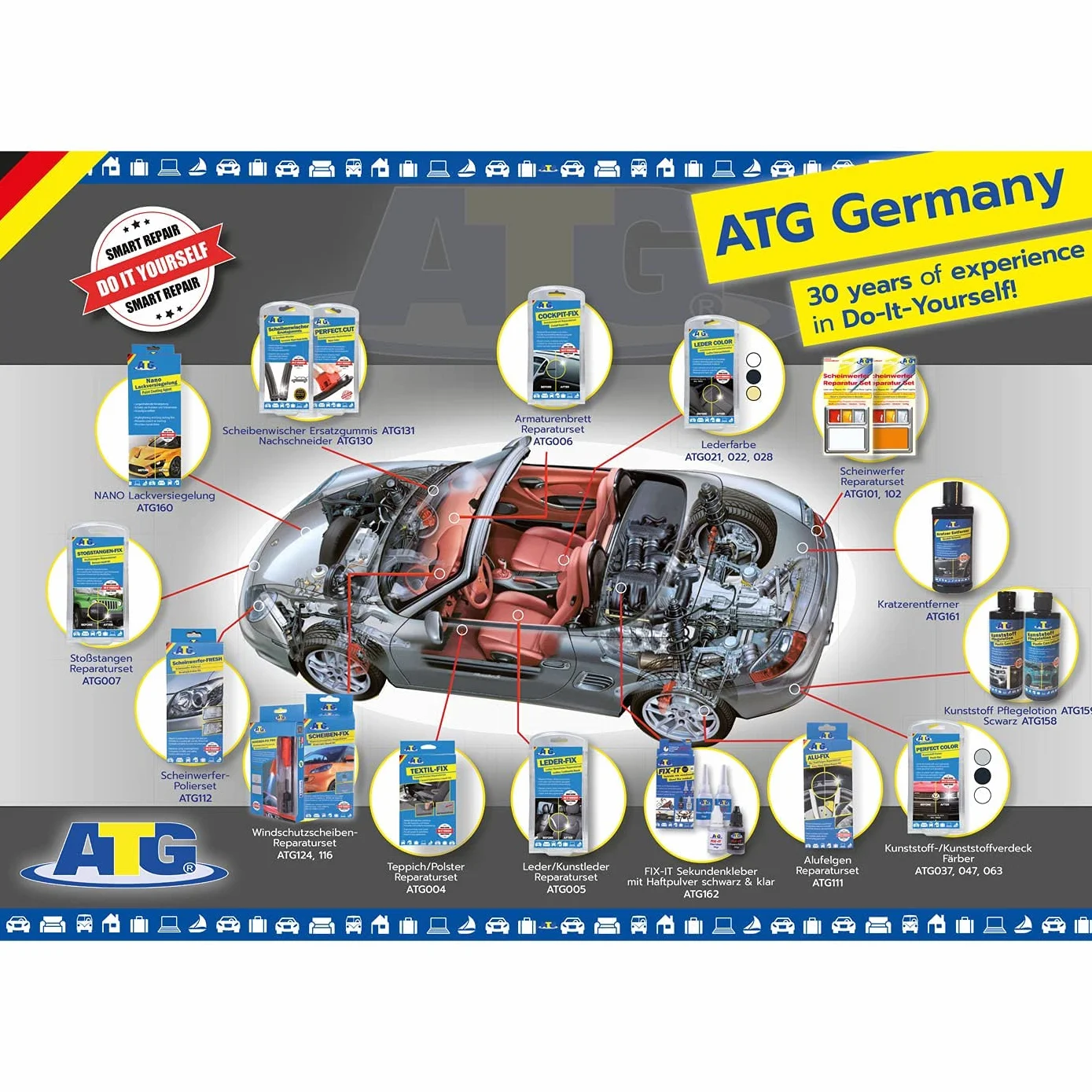 ATG Flick Fix Kit de réparation de bâches de piscine plastique noir, adhésif sous-marin pour fissures, coupures et trous