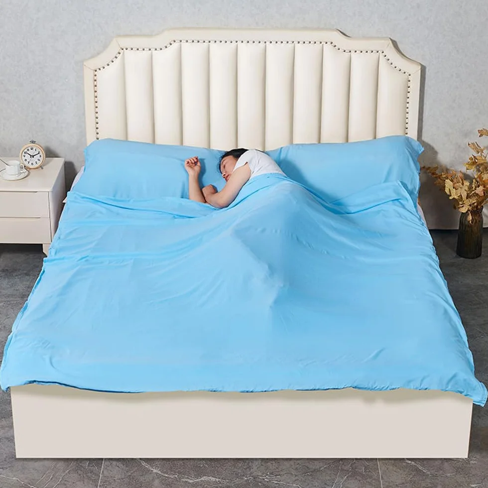 Highdi 2in1 Drap De Sac De Couchage Leger, Drap De Sac De Couchage Sac a Viande 1/2 Personnes Sac De Couchage Compact Outdoor avec Compartiment Oreiller Ajouté