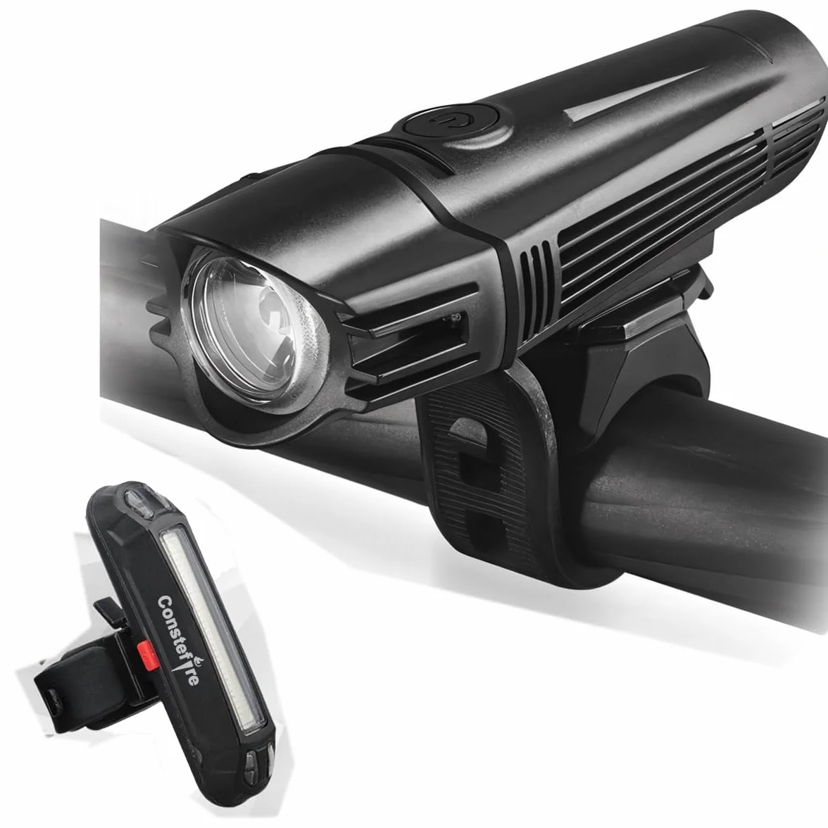 lumière vélo Rechargeables USB Lampe Éclairage Avant et Arrière de Vélo LED, Phare de vélo Rotatif à 360° de 2200mah & feu arrière de vélo étanche 5 Modes LED pour vélo VTT VTC Cycliste
