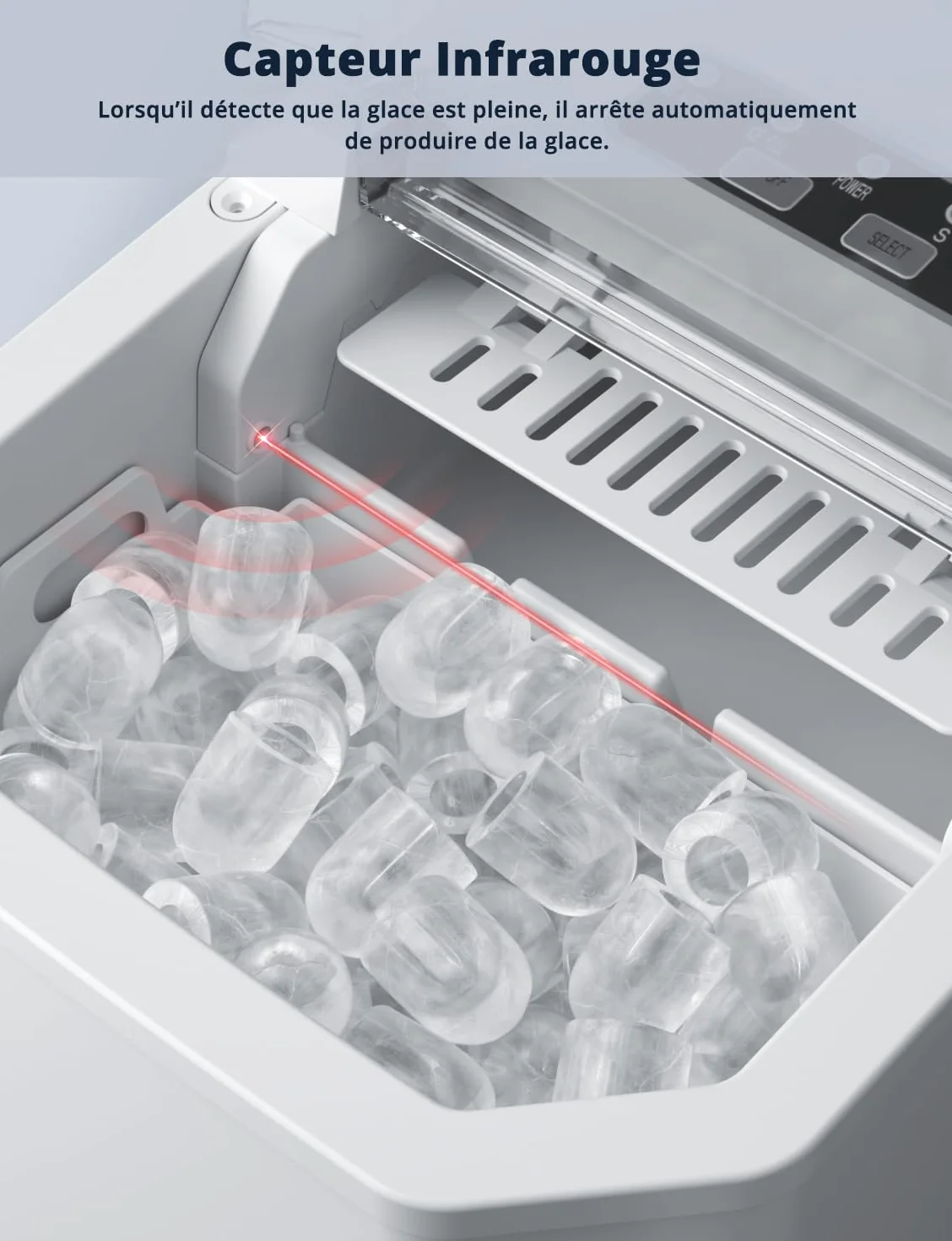 Machine à Glaçons 12kg/24h 9 Glaçons 6-8 Min Blanc avec Autonettoyante
