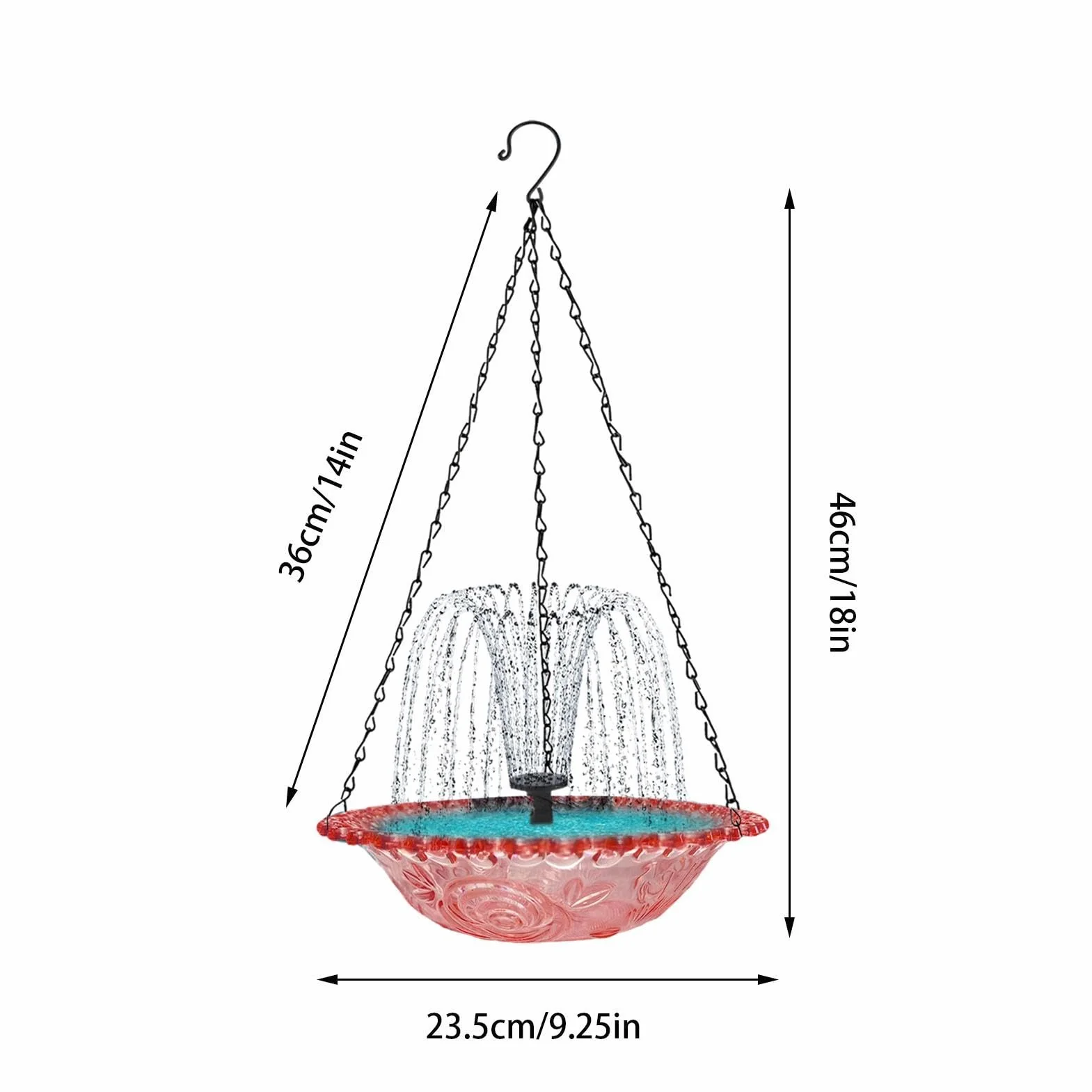 Bain d'oiseaux d'extérieur avec pompe solaire, fontaine décorative pour colibri rouge-gorge moineau