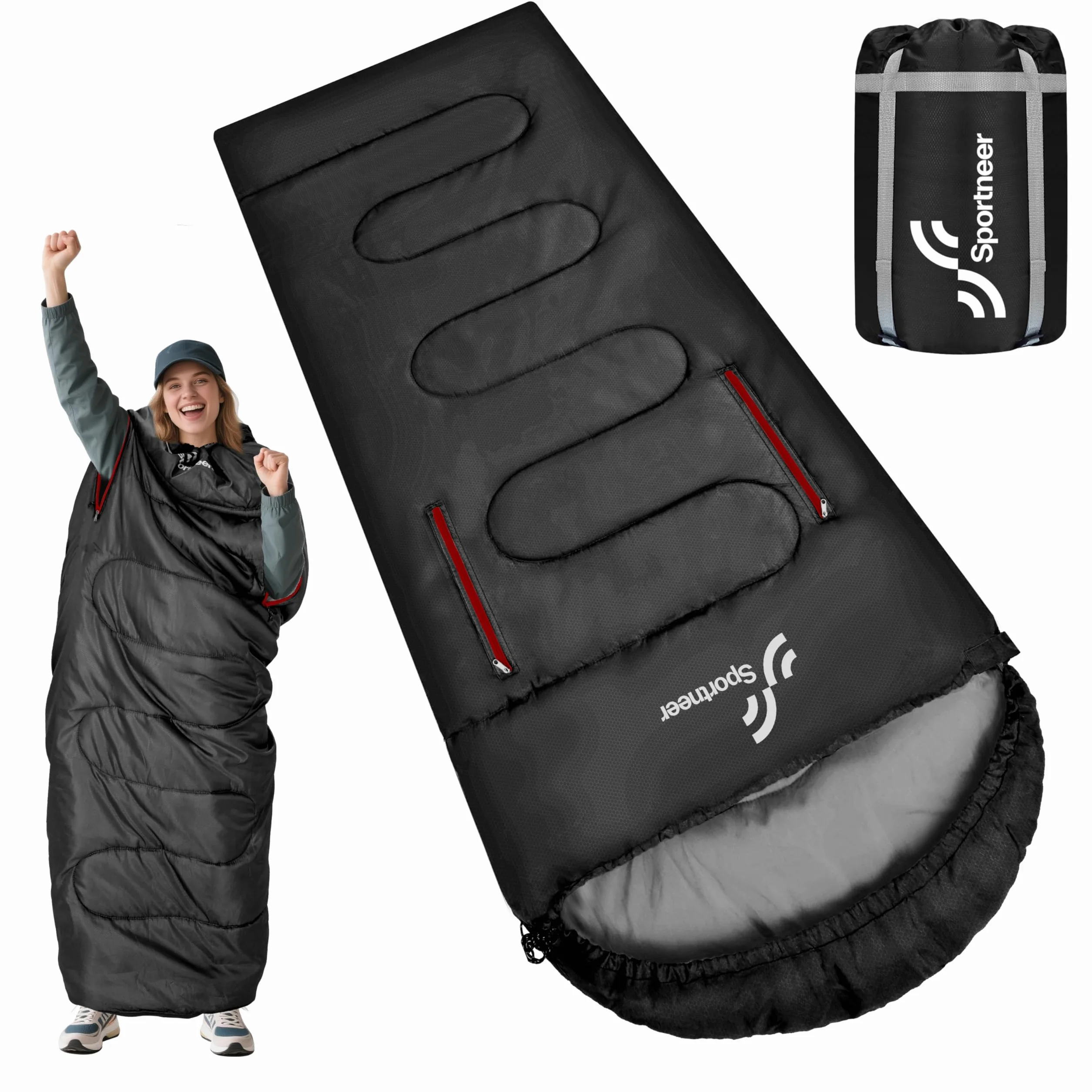 Sac de Couchage 3-4 Saisons 220 x 84 cm Imperméable Léger 1,9 kg Camping Plein Air