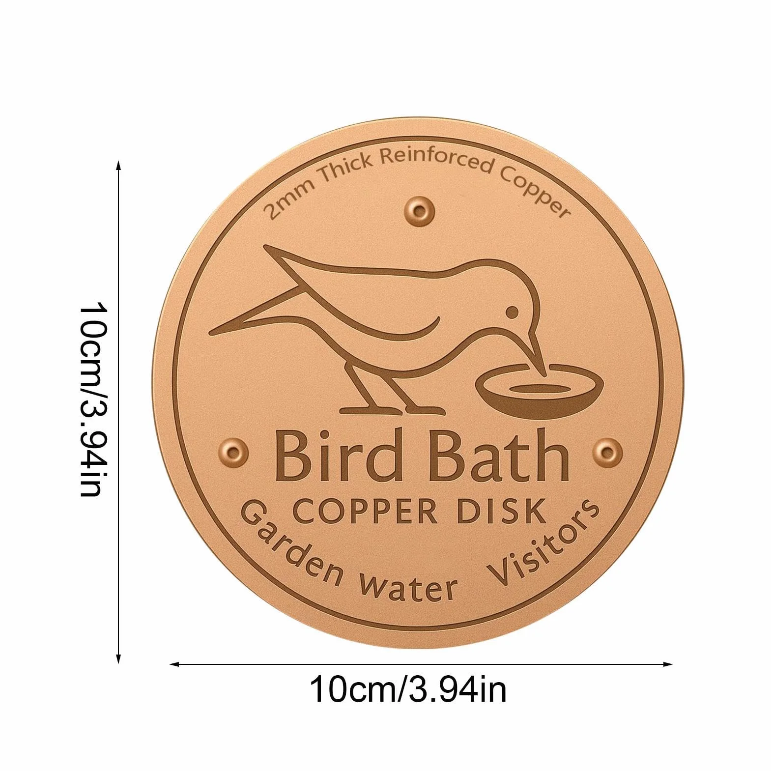 Plaques en Cuivre pour Bain d'oiseaux 10cm Disque De Nettoyage Support À Trois Points
