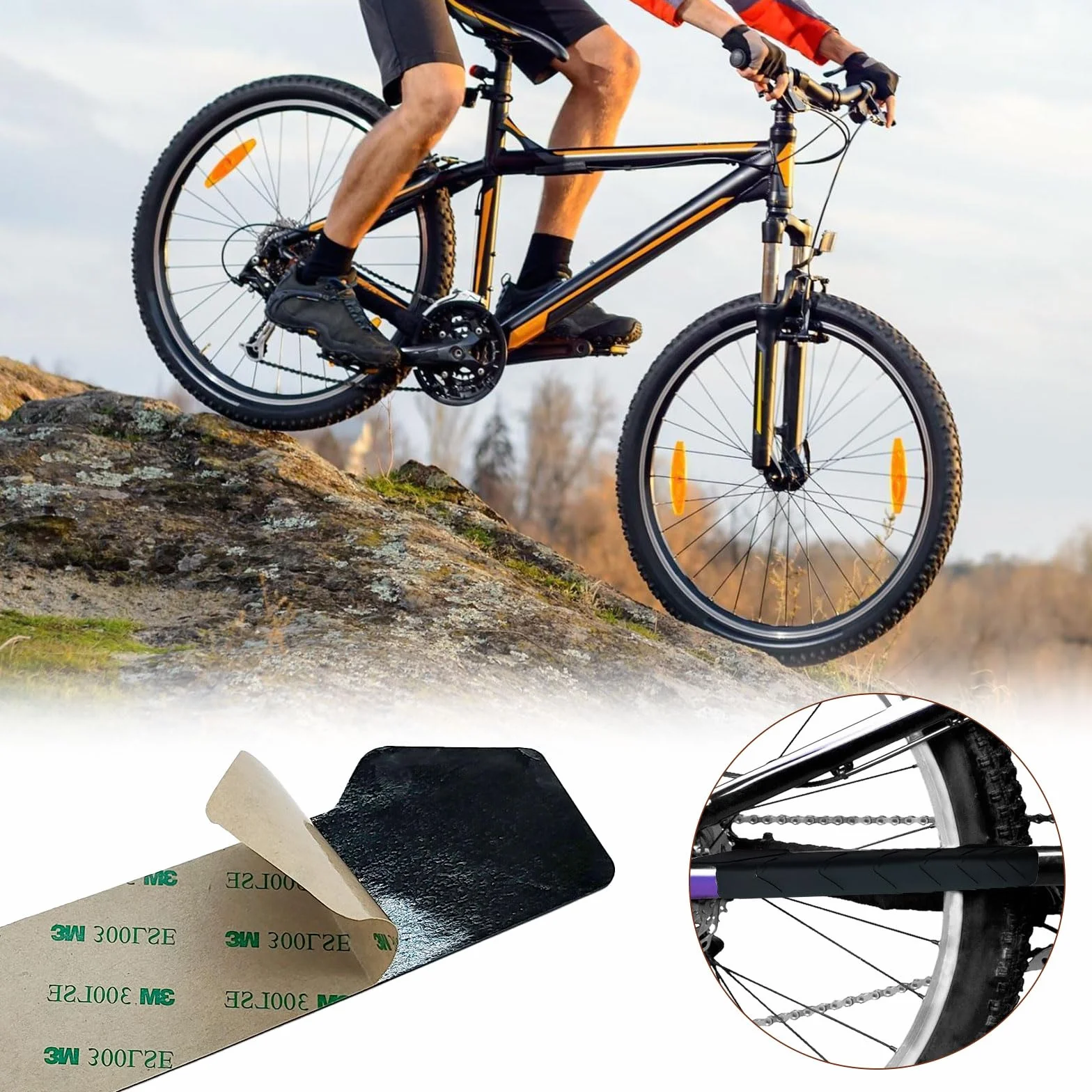Protection de chaîne de vélo, protection de chaîne de vélo, protection de cadre de chaîne de VTT, légère, protège votre cadre de vélo pour la plupart des vélos