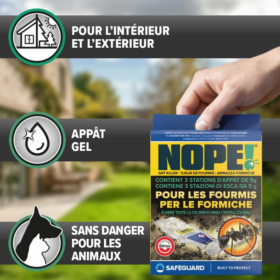 Pièges Anti-Fourmis Boîtes Appât 2 x 3 Gel à Effet Retardé Intérieur Extérieur