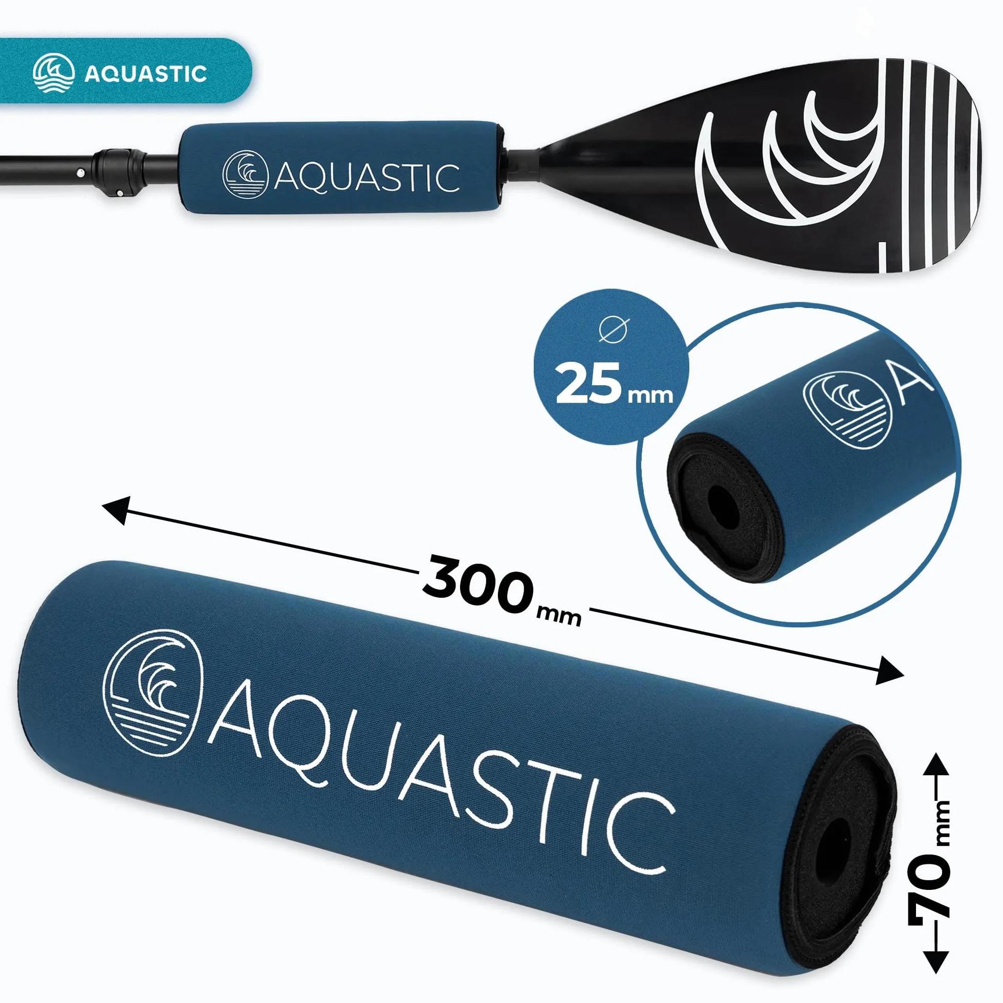 AQUASTIC Bouée Sup Pagaie Prévention Noyade Installation Facile pour Tige 25mm Diamètre Tige Néoprène NBR Caoutchouc AQS-SFS