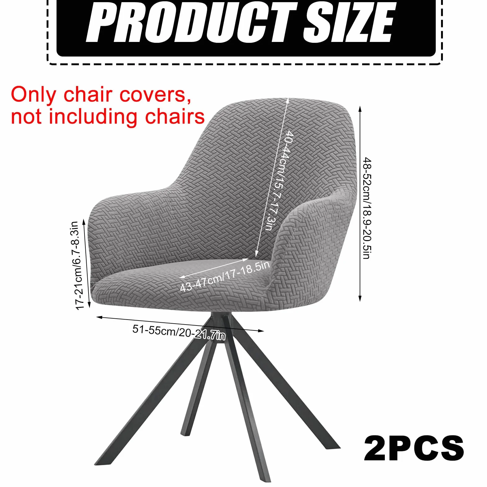 Housses de chaise extensibles avec accoudoirs, lot de 2, amovibles lavables, design décoratif universel pour salle à manger
