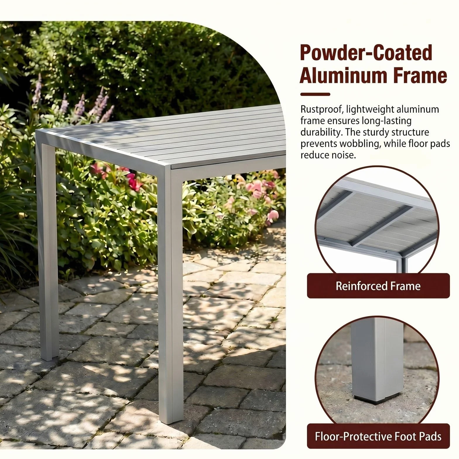 LIFERUN Table de Jardin Moderne en WPC 110 x 70 cm, Table de Terrasse Extérieure pour 4-6 Personnes, Gris