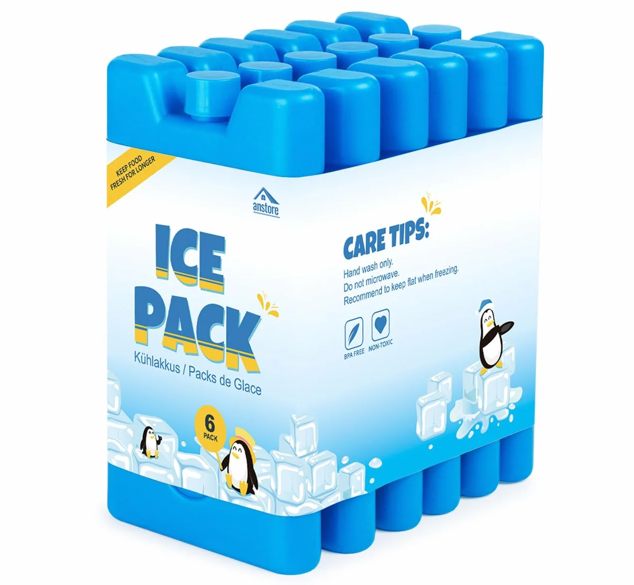 Bloc Réfrigérants Pain de Glace 4/6/8 Éléments Refroidissement Réutilisables pour Glacière Sac Isotherme