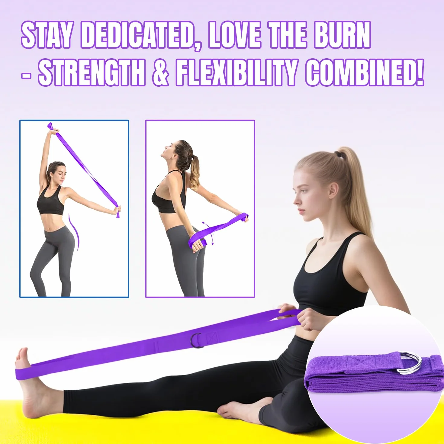 Pilates Ring Set - 6 Pièces, Anneau de Pilates, Ballon de Yoga, Bandes de Résistance, Kit Pilates pour Maison, Kits de Yoga et Pilates Accessoires, Cercle Magique de Fitness Femmes (Violet)