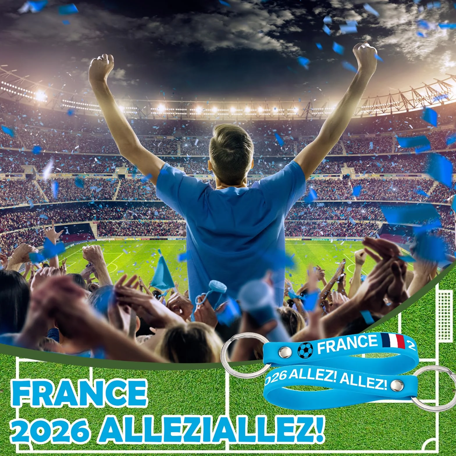 YESAH Lot de 10 porte-clés en silicone au design drapeau, lanière, cadeau robuste et flexible pour les fans, les fêtes, les événements d'équipe et l'organisation