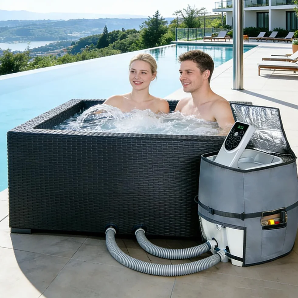 Couvercle de Pompe de Chauffage pour Spa Jacuzzi, Housse pour Baignoire Extérieure (Gris)