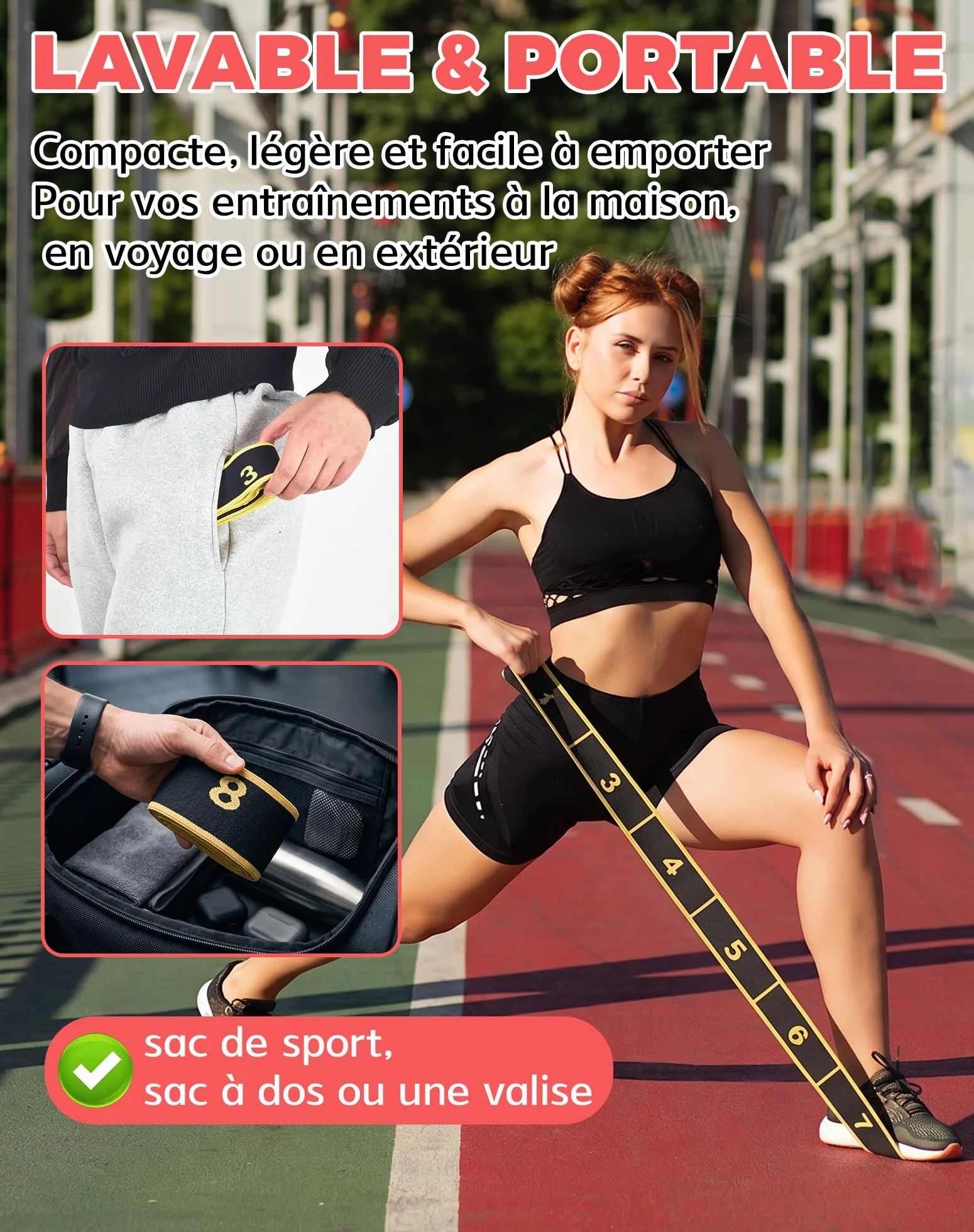 LAOYE Bande Elastique Fitness Élastique Sport Musculation Sangle Yoga Bande Boucle Exercices pour 7-10kg Sangle pour Gym Yoga Pilates