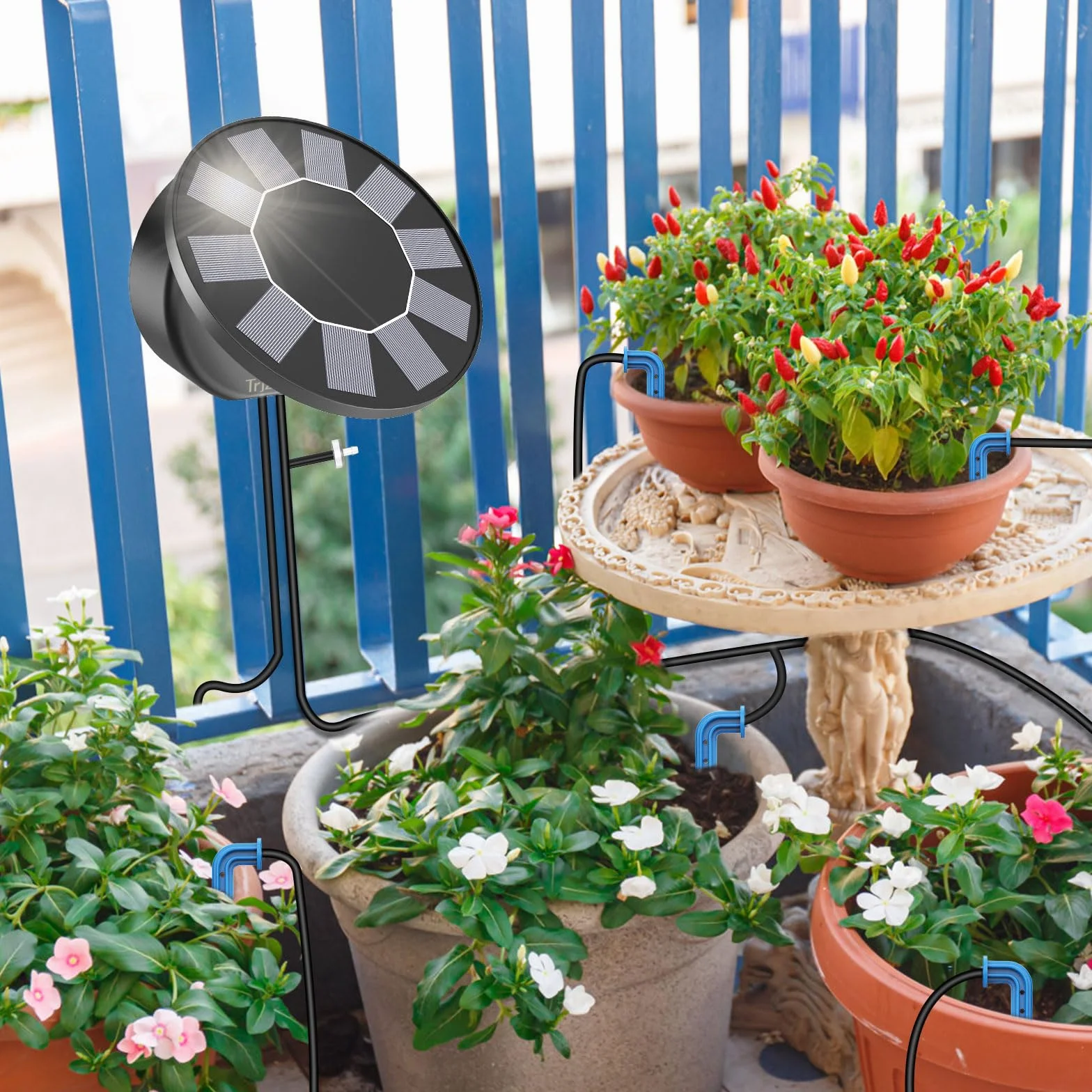 Kit Arrosage Goutte à Goutte Énergie Solaire 10M Tuyau Arrosage Automatique avec Programmateur pour Jardin Plante