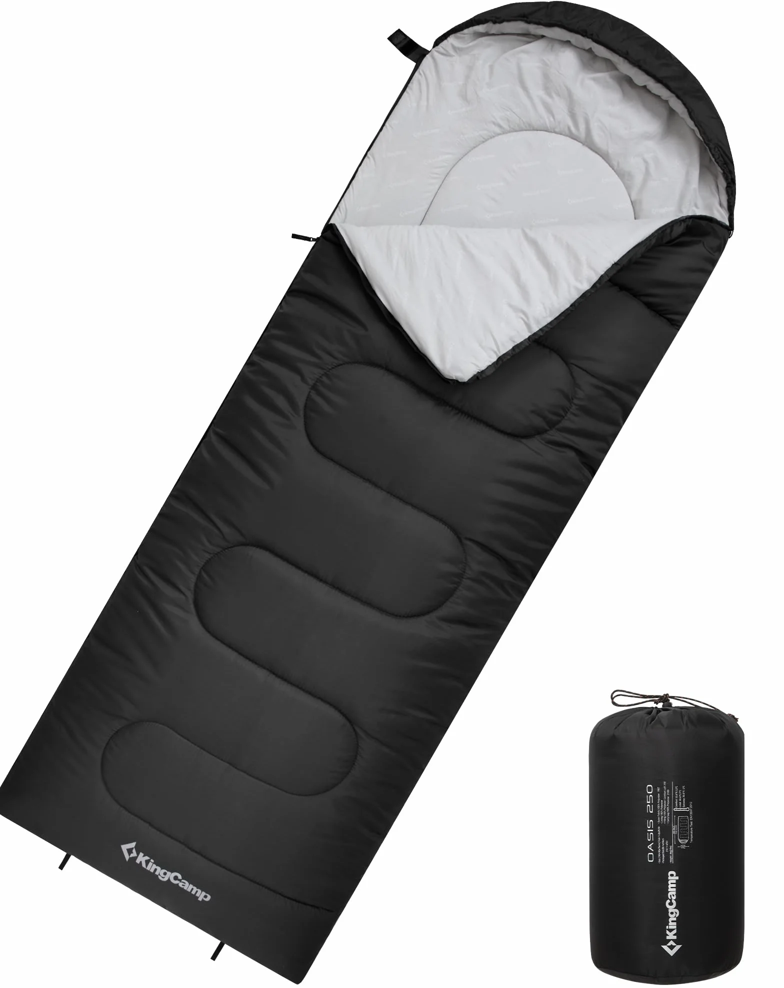 KingCamp Sac de Couchage Oasis 3-4 Saisons Imperméable et Léger pour Le Camping (Enfants et Adultes) - Reliable Gauche/Droite en Double Sac, Idéal pour Les Voyages et Activités Plein Air