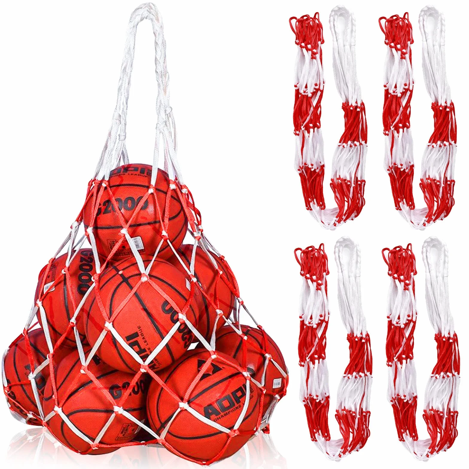 Vegena Lot de 4 filets pour balles de 10 à 15 balles - Portable - En nylon - Pour football, basketball, volley-ball, rugby, handball