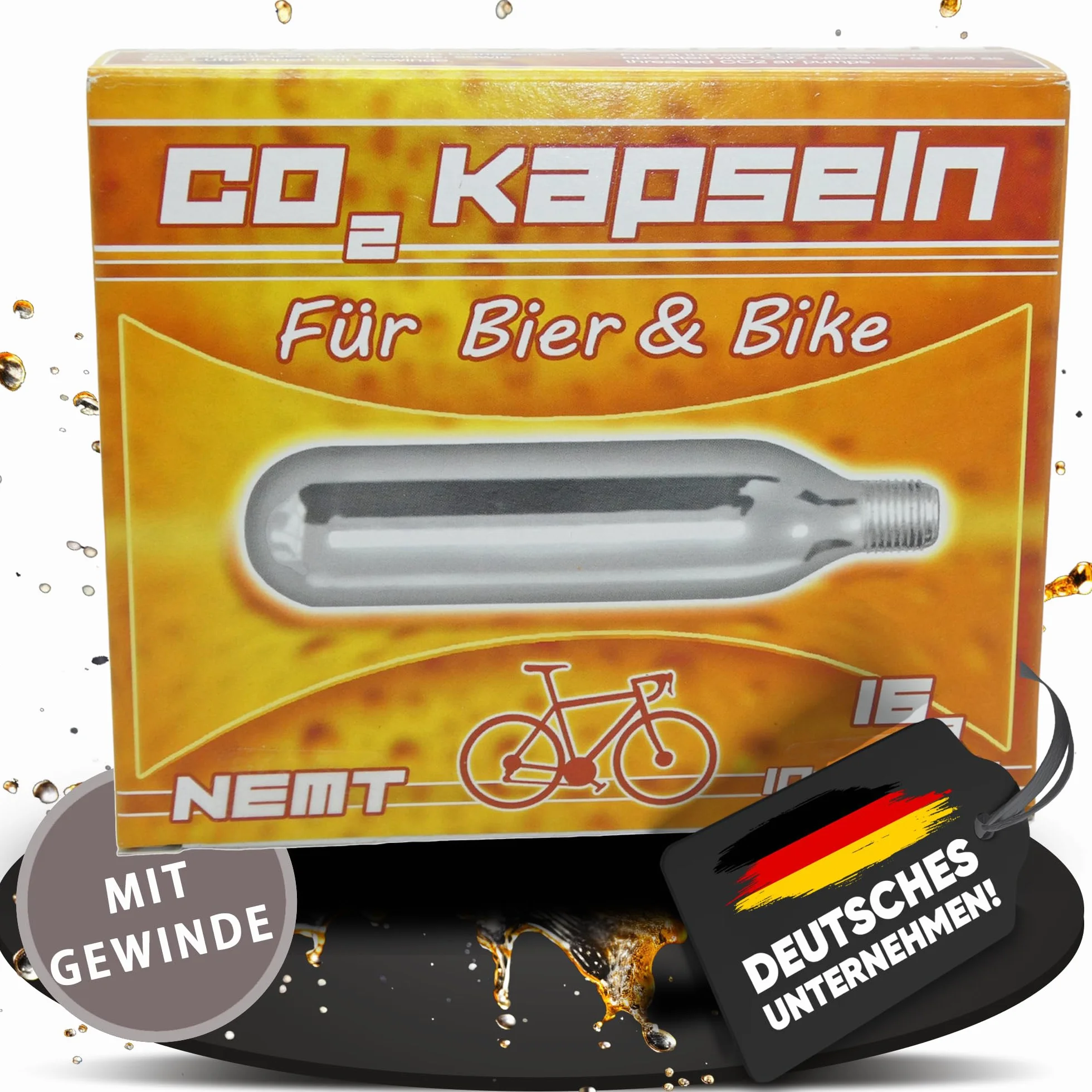 NEMT Lot de 10 Capsules de bière CO2 16 g pour Systèmes de Tireuse à Bière Compatible avec Pompes à Cartouche CO2