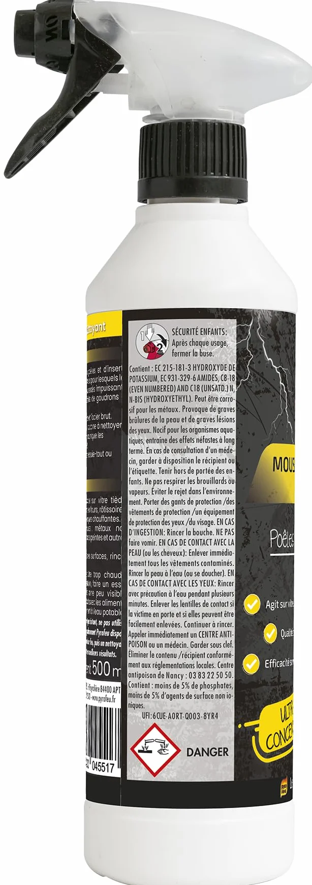 Pyrofeu Mousse Décapante pour Vitres d’Inserts et Cheminées 500ml