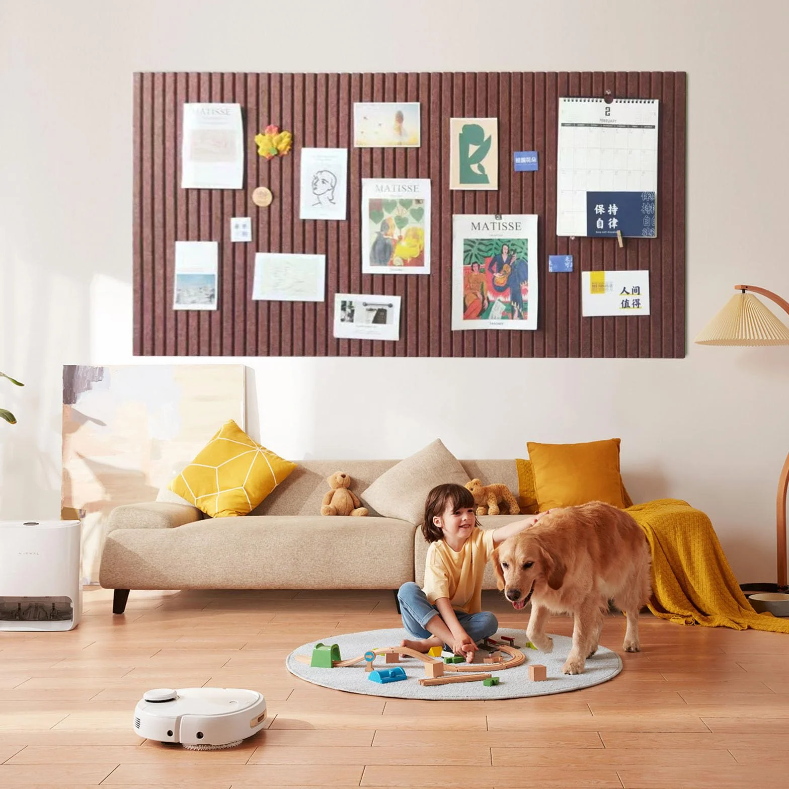 Grand tableau d'affichage en feutre autocollant 60x40 cm épaisseur 0,9 cm pliable décoration murale bureau café