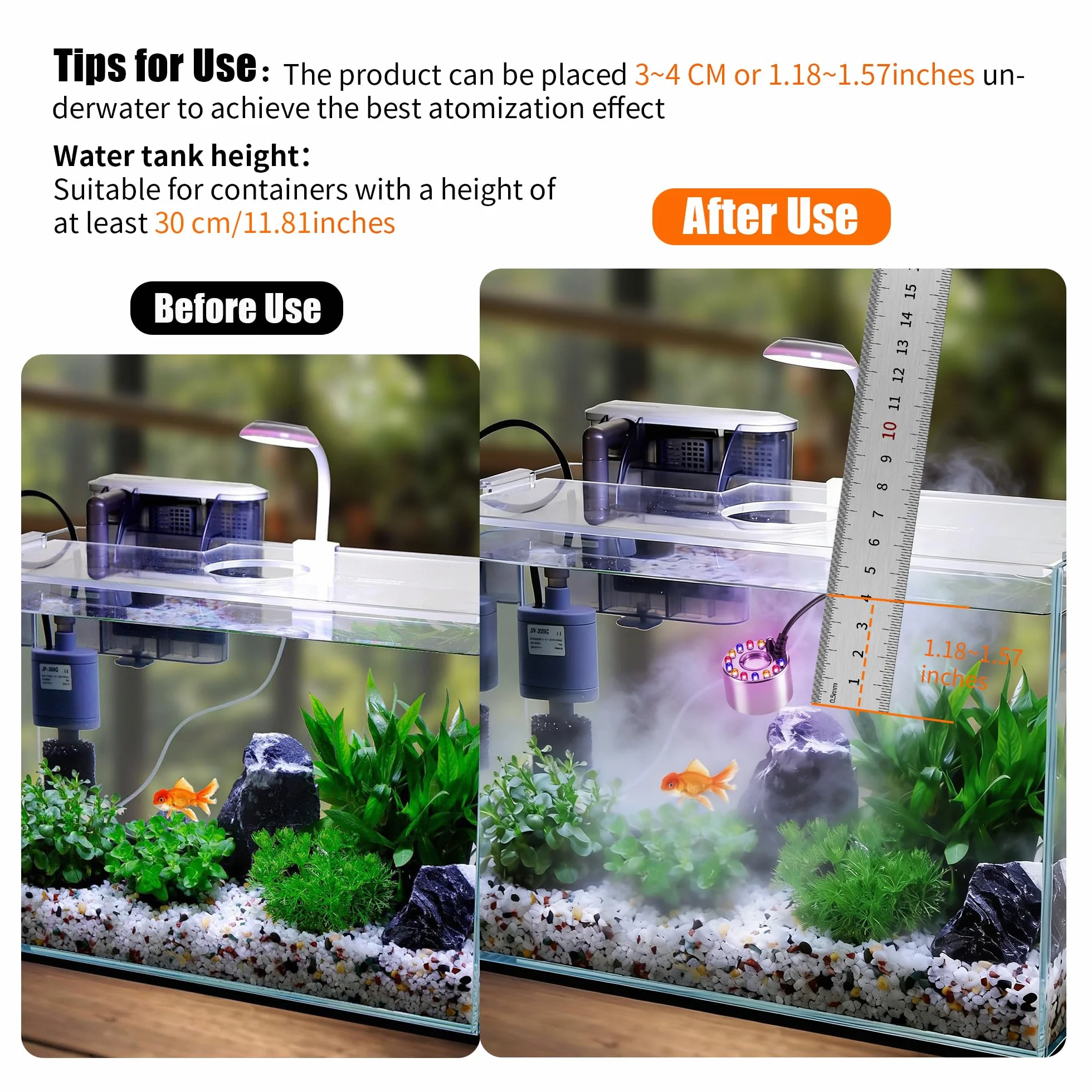 Brumisateur à Ultrasons Mini avec Adaptateur 24V pour Fontaine Étang Brouillard Décoration