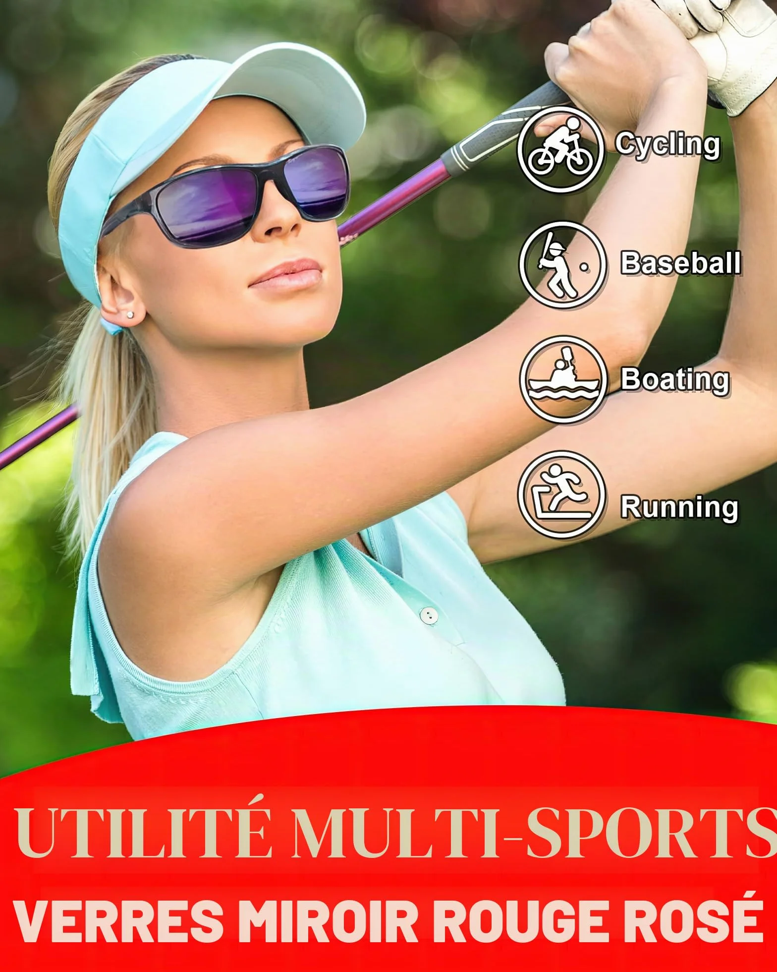 Myiaur Lunettes de soleil de sport polarisées pour femme – Monture incassable légère protection UV400 pour cyclisme, course à pied, pêche