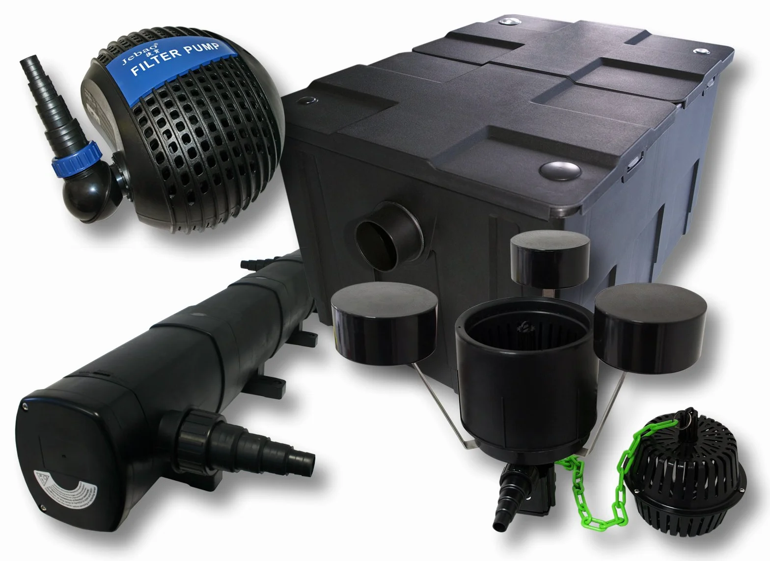Wiltec CBF-550 Filtre de bassin 60000 L NEO10000 Pompe 10000l/h 80W CUV-272 Lampe UV 72W CSP-250 Écumeur 2500l/h 45W