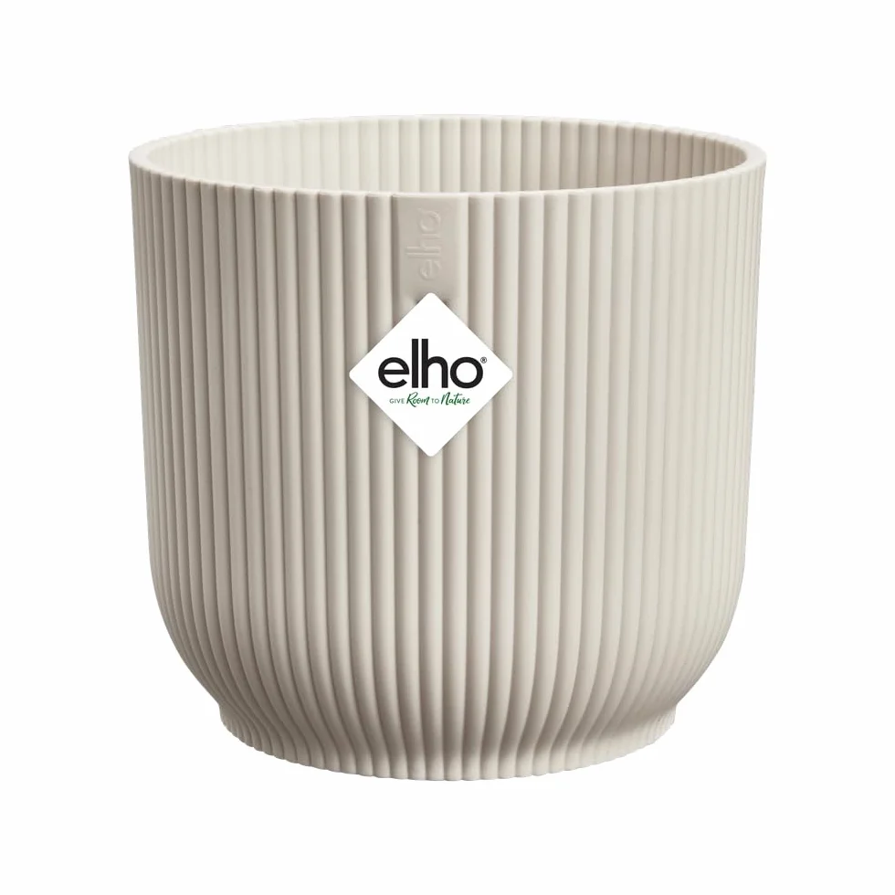 Elho Vibes Fold Rond 14 Pot De Fleurs Intérieur Plastique Recyclé Ø 14.1 x H 12.9 cm Blanc Linen White