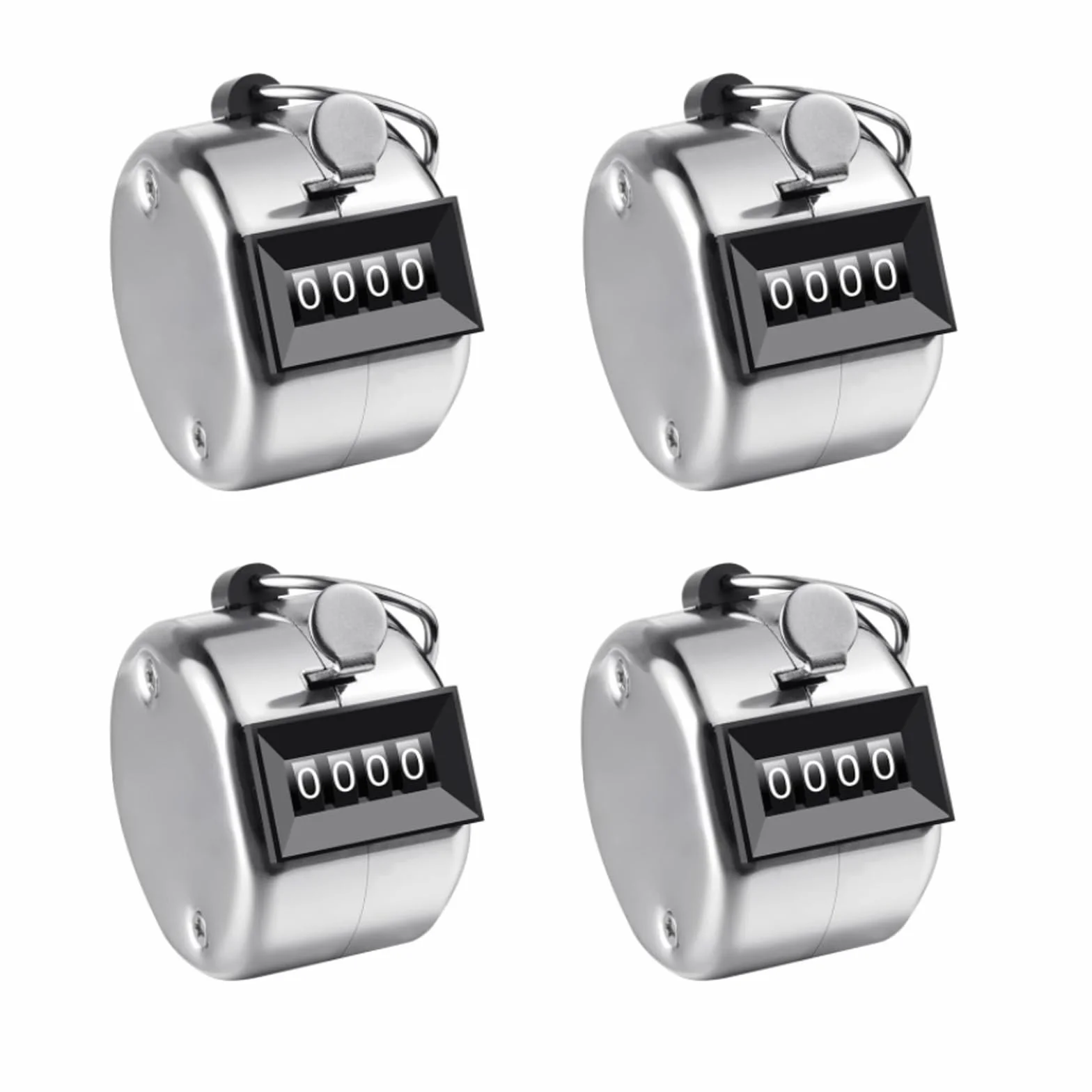 Compteur Manuel en Métal 4 Chiffres Mécanique Universel Argent pour Golf Fitness Sports