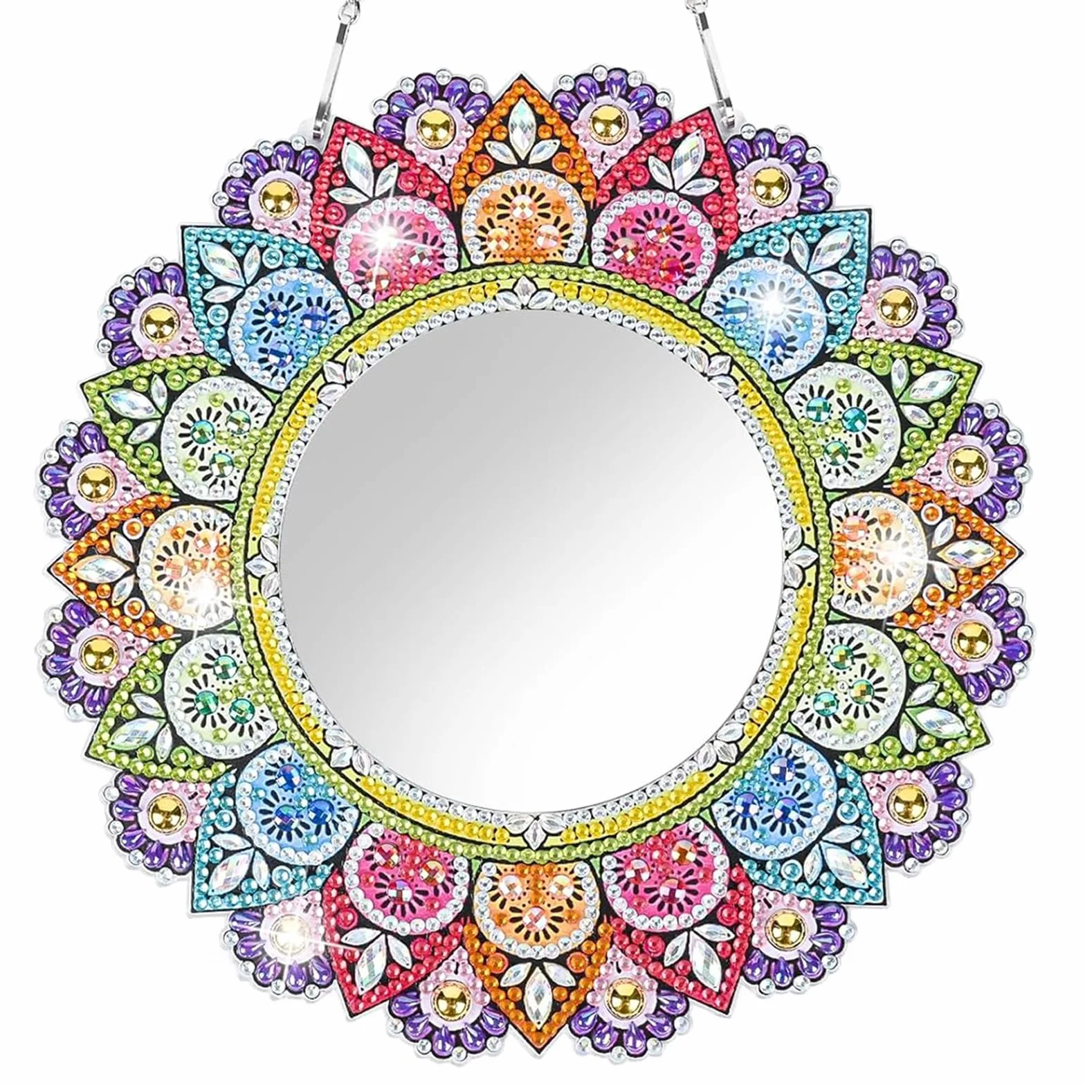 Binnan 5D Diamond Painting Mirror, Miroir de Maquillage Mandala, Miroir Diamant en Cristal pour Filles